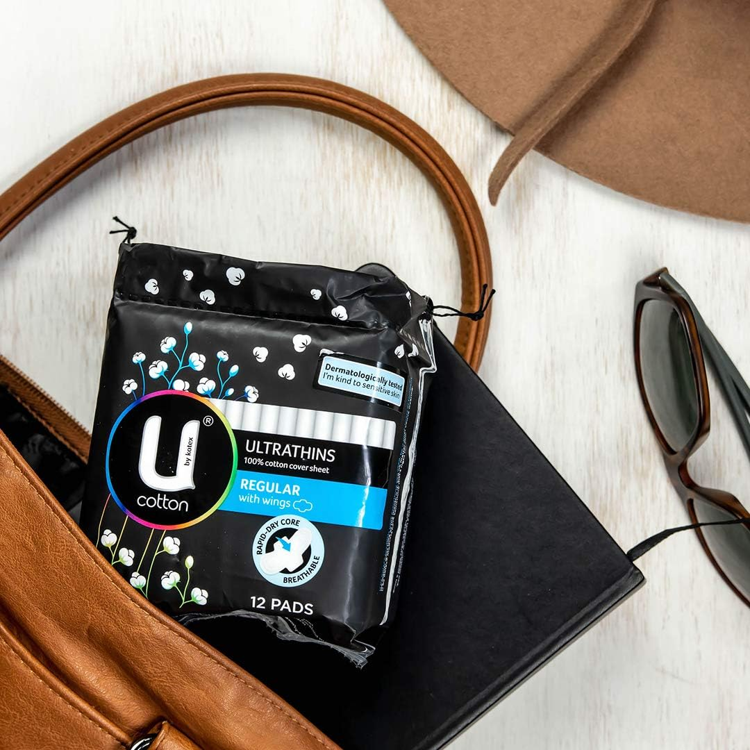 U by Kotex Cotton Ultrathin Pads Regular 12 Pack image number 1