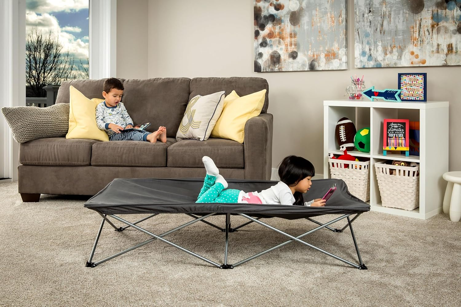 Regalo My Cot Extra Long Portable Bed, Gray, Includes Fitted Sheet and Travel Case 9 Pounds