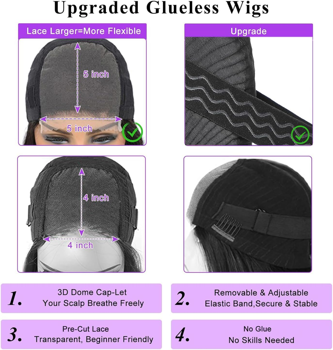 220% Density Lace Front Human Hair Wigs for Black Women, Glueless Human Hair Wigs with Natural Hairline 16 Inches image number 3