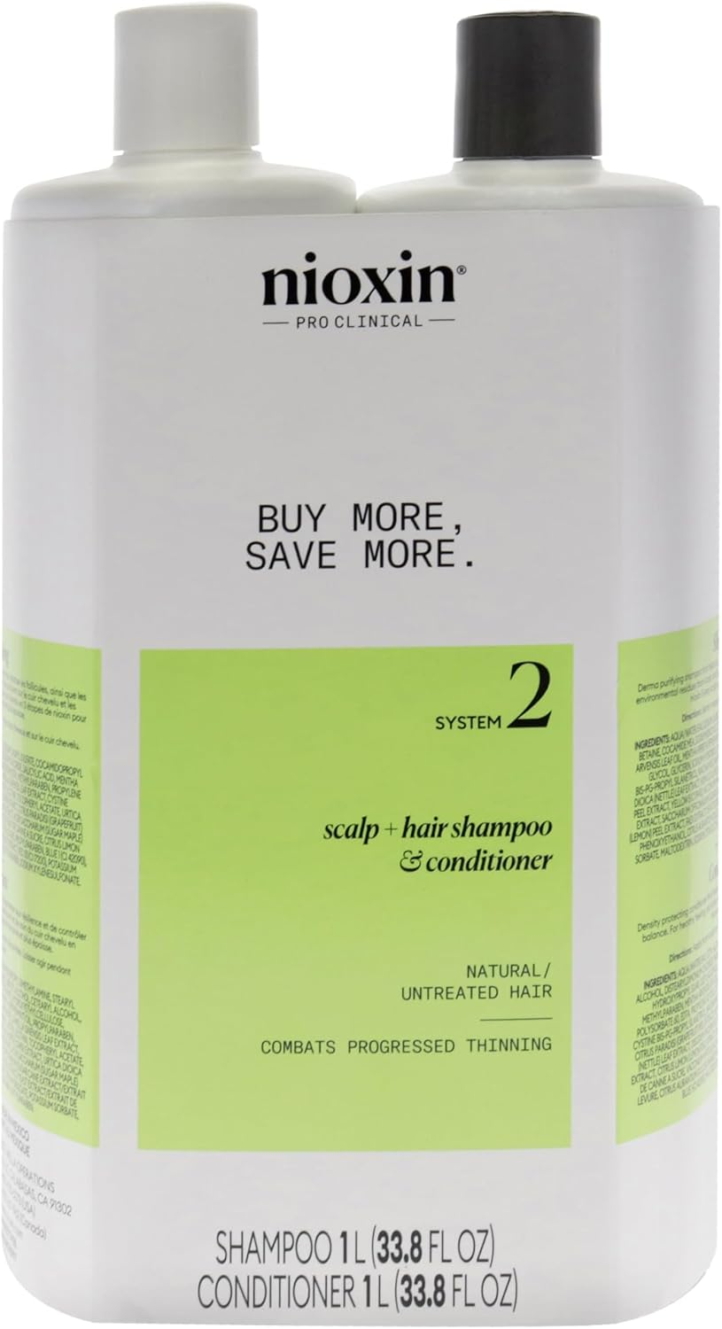 Nioxin System 2 Kit by Nioxin for Unisex - 33.8Oz Shampoo, Conditioner, 999.6 Millilitre