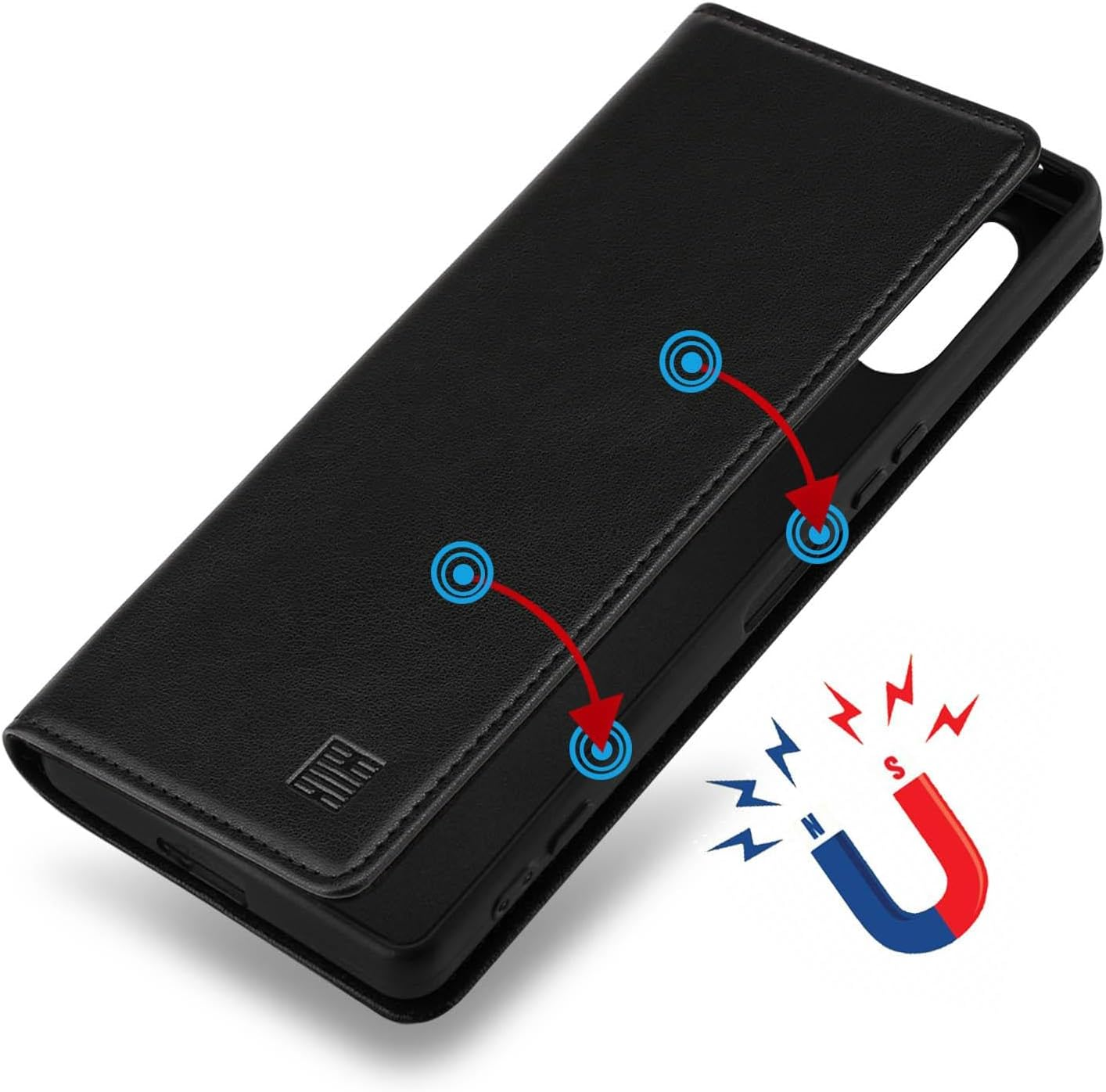 32Nd Classic Series 2.0 - Real Leather Book Wallet Flip Case Cover for Sony Xperia 5 V (2023), with RFID Blocking Card Slot, Magnetic Closure and Built in Stand - Black image number 2