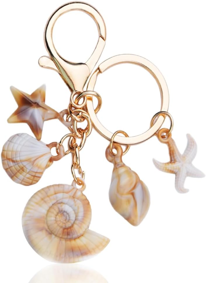 Seashell Purse Charms for Tote Bags Beach Accessories for Backpack Purse Girls Women Beach Themed Gift Keychain Seashell
