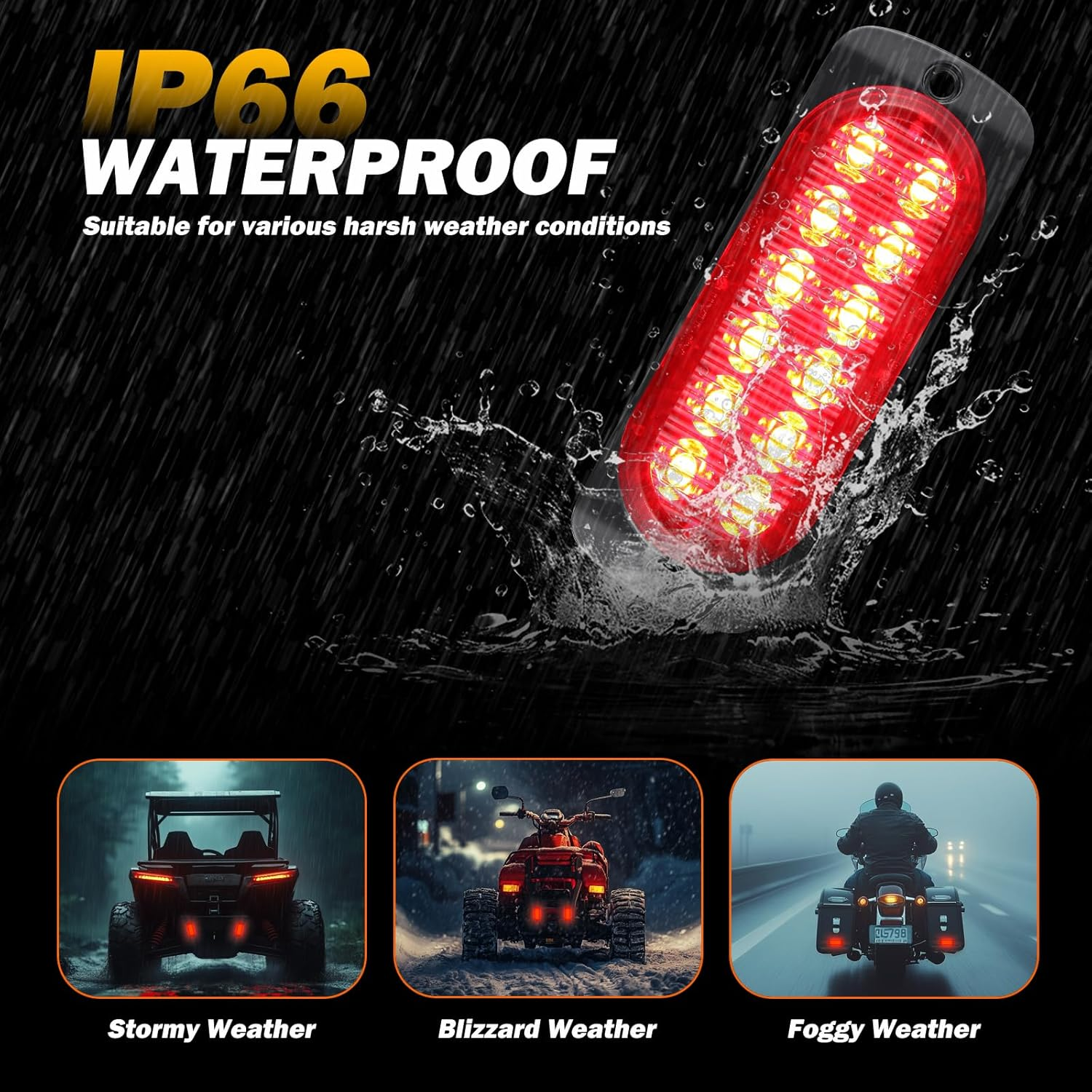 AT-HAIHAN Pack of 2 Aluminum Housing Red LED Trailer Stop Brake Turn Tail Lights, DOT Compliant Waterproof Surface Mount Lighting for Truck Tractor Jeep RV