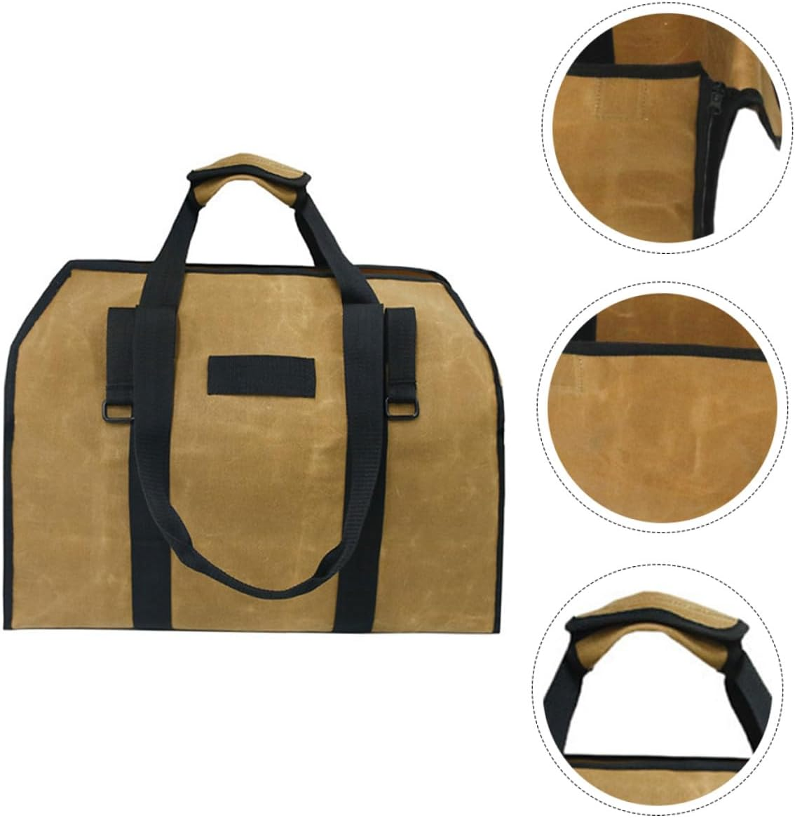 Capacity Waxed Canvas Firewood Tote Bag with Padded Handles and Metal Buckle for Secure Log Carrying Heavy Duty Firewood Carrier for Outdoor Camping Garden and Barbecue Use image number 1