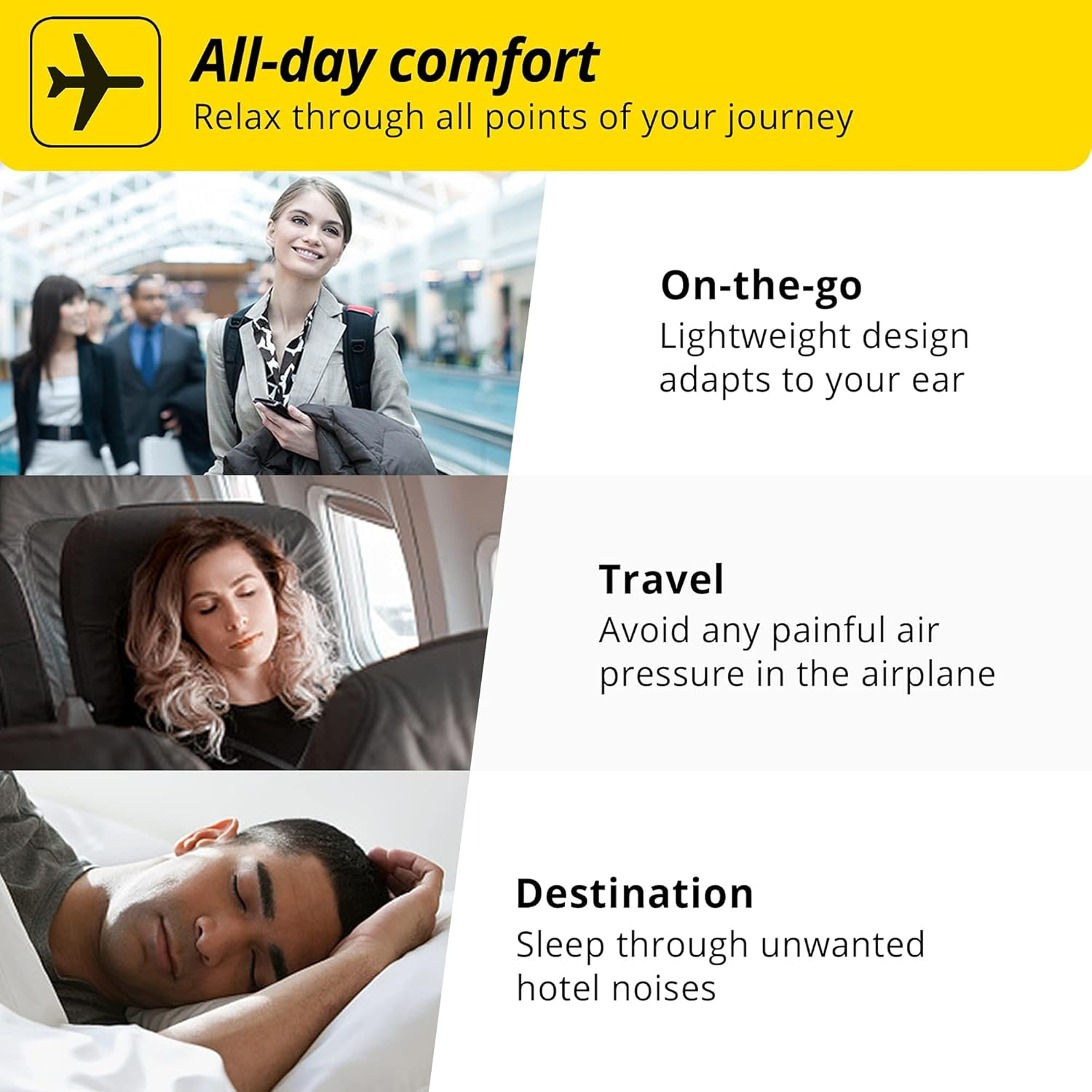 Alpine Hearing Protection Flyfit Airplane Ear Plugs &ndash; Pressure Regulating Reusable Ear Plugs Prevent Ear Pain - Soft Travel Ear Plugs &ndash; Sleep or Chat with the Hypoallergenic No Silicone Earplugs image number 2