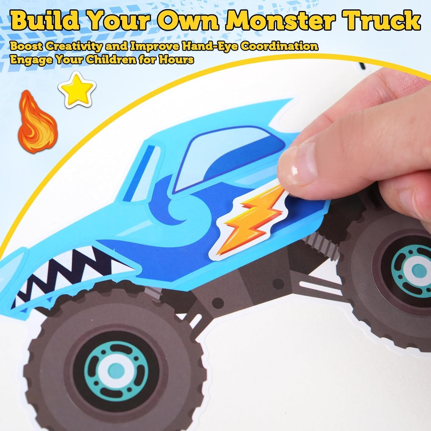 Chengruiy 24 Sheets Monster Trucks Stickers for Kids, Ideal for Monster Truck Party Favors, Birthday Decorations, and Creative DIY Crafts image number 4