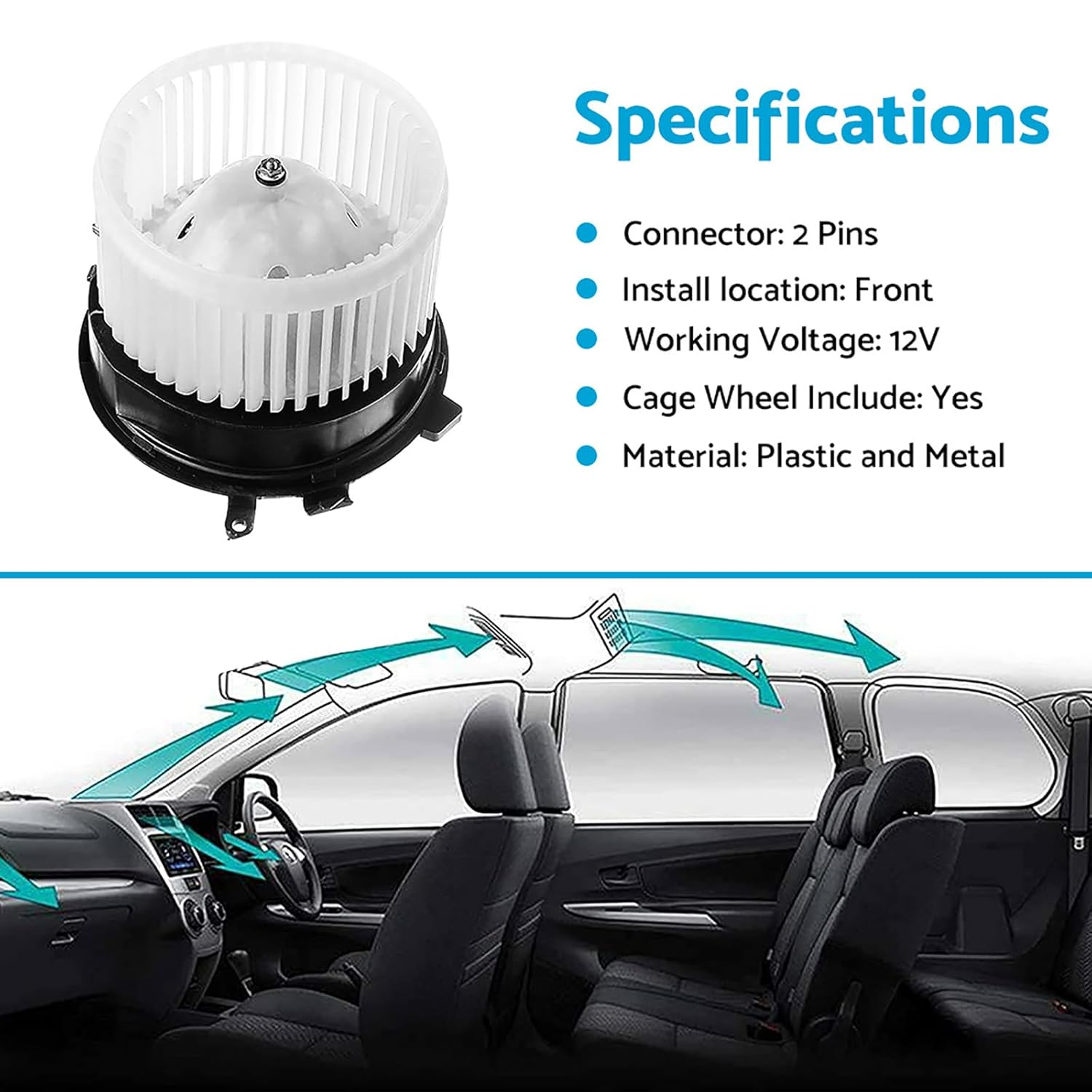 MAX COOL Heater Fan Blower Motor Compatible with Nissan X-Trail T31 for Dualis J10 image number 5