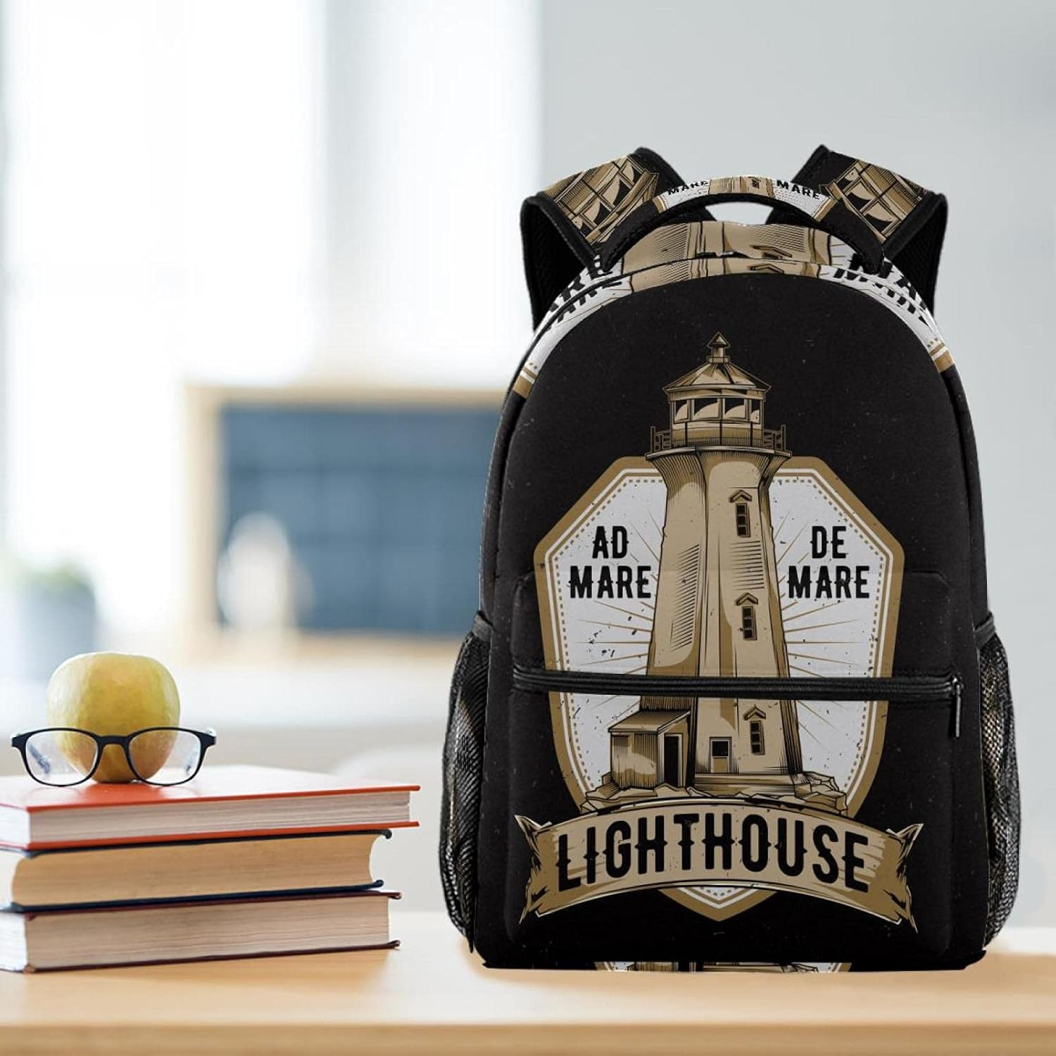 Illustration Old Lighthouse Backpack Students Shoulder Bags Travel Bag College School Tote Backpacks image number 5