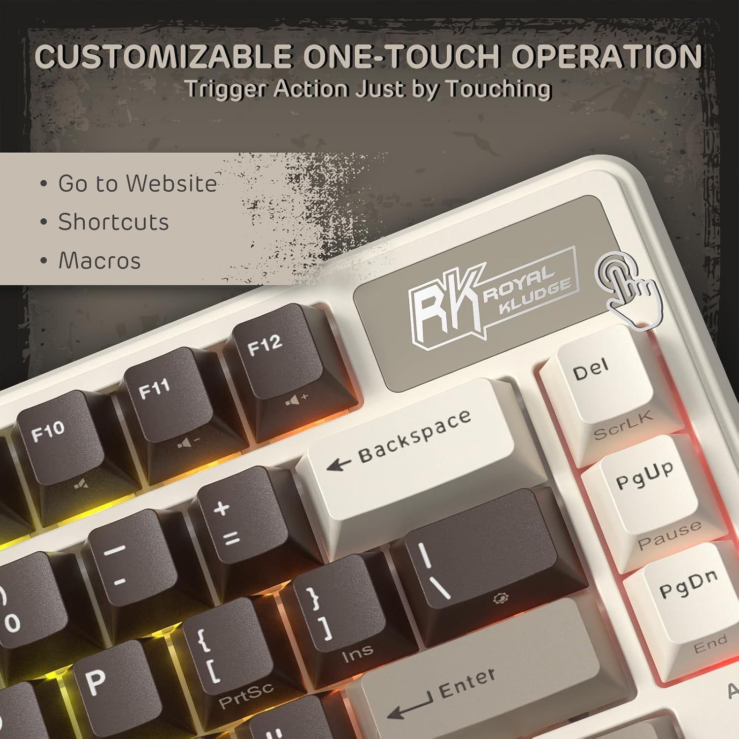 RK ROYAL KLUDGE L75 Gasket Mount Mechanical Keyboard W/Knob/Macro Keys & Touchable Nameplate, Tri-Mode BT/2.4G/USB-C 75% TKL Wireless Keyboard, Hot Swappable, Pro Software, Massive 8000Mah Battery image number 5