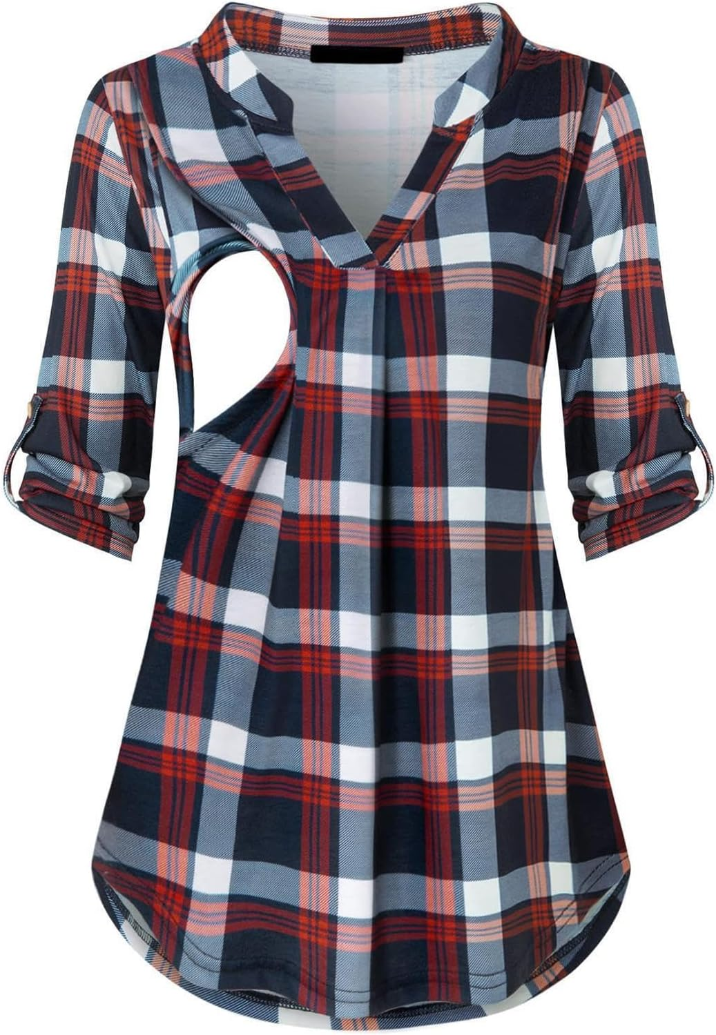 Nursing Tops for Breastfeeding Maternity 3/4 Rolled Sleeve Breastfeeding Shirts for Women