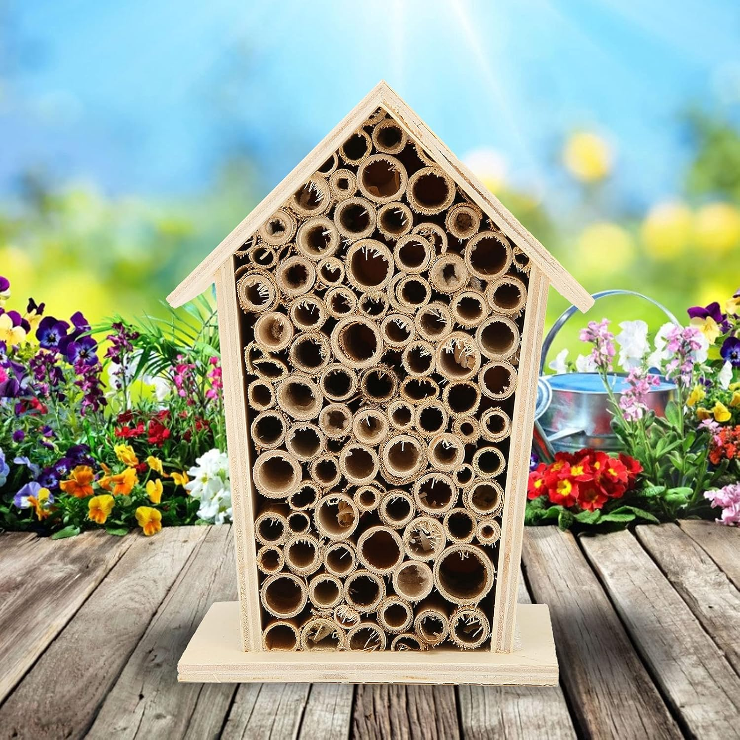 Animalshelter Bee House Hotel & Shelter with Handmade Elderberry Wood Bee Hive, Attracts Peaceful Pollinators for Enhancing Garden Productivity image number 3