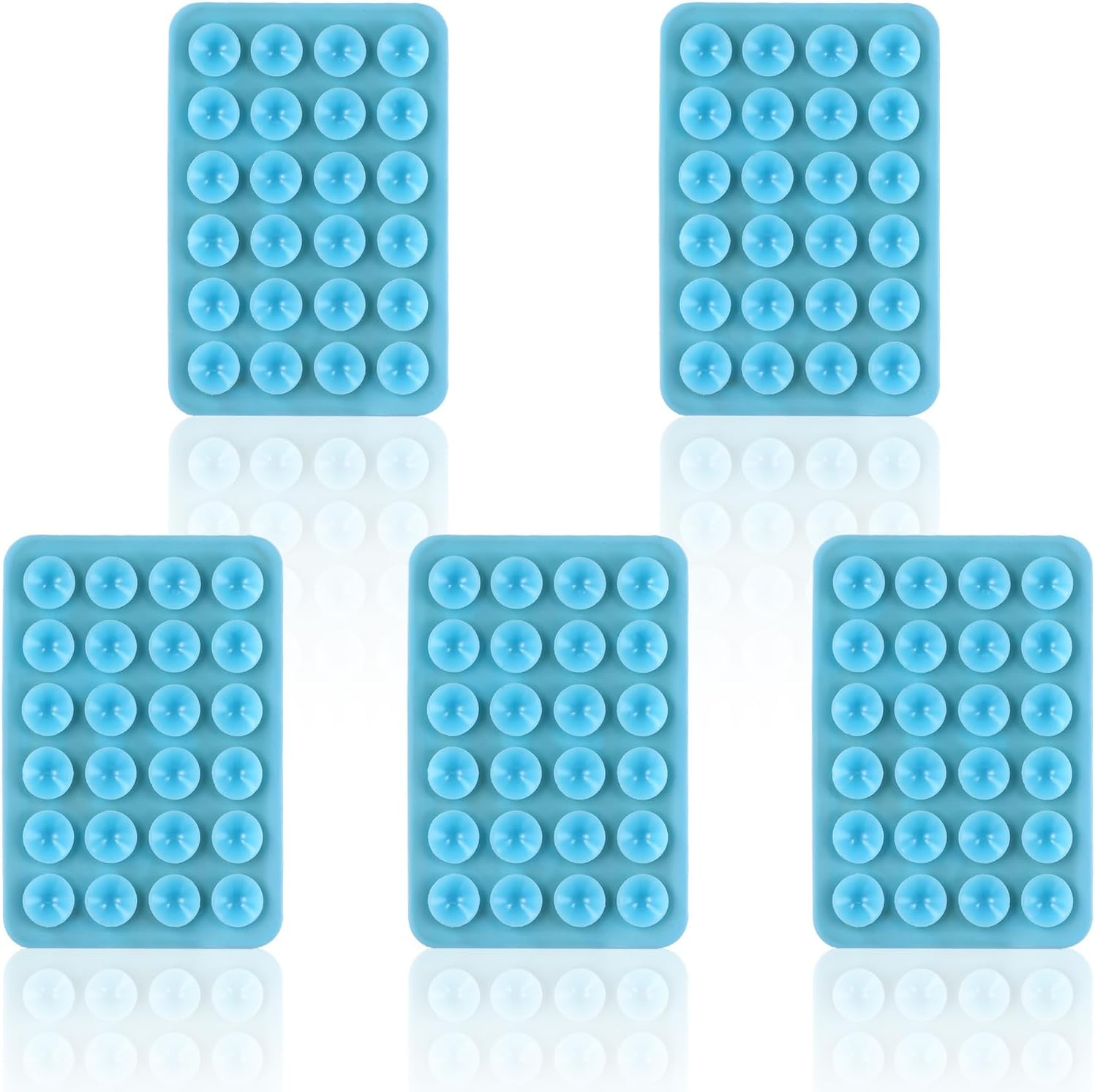 5Pcs Phone Suction Holder, Silicone Suction Phone Case Adhesive Mount with 24 Suction Cups Hands-Free Sticky Phone Grip Accessory for Selfies and Videos on Flat Surface (Pink)