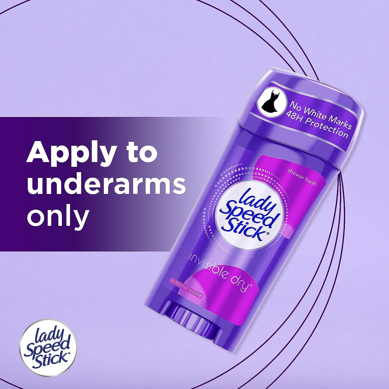 Lady Speed Stick Invisible Dry Antiperspirant Deodorant, Shower Fresh, 2.3Oz, 4 Pack image number 5