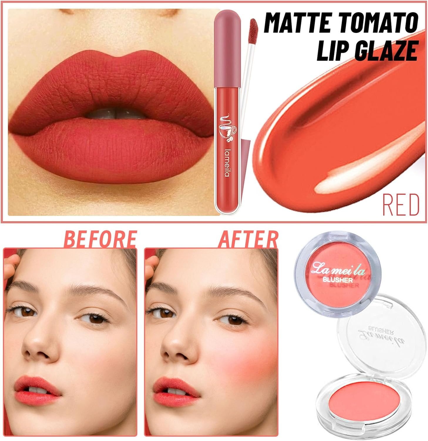 Makeup Set Full Kit for Women Teen Girls, Makeup Present Set, Includes Eyeliner, Blusher, Eyebrow Pencil, Foundation, Mascara, Eyeshadow, Brushes, Lip Gloss, Sponge, Cosmetic Bag - Set 02 image number 2