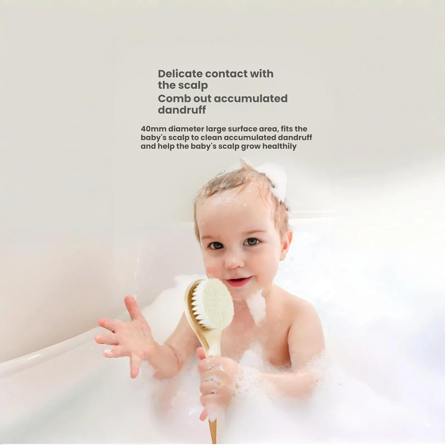 Baby Hair Brush, Wood Handle Goat Bristles Brush and Oval Natural Wool Comb for Newborns & Toddlers, Good for Cradle Cap Brush 2PCS image number 4