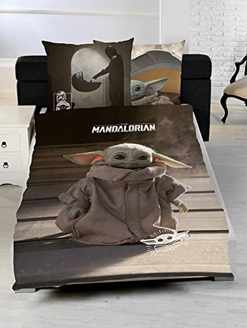Tex Idea Star Wars Mandalorian the Child Bed Linen Smooth Glow in the Dark - Glows in the Dark - All-In-One Outlet 24 - (135 X 200 Cm)