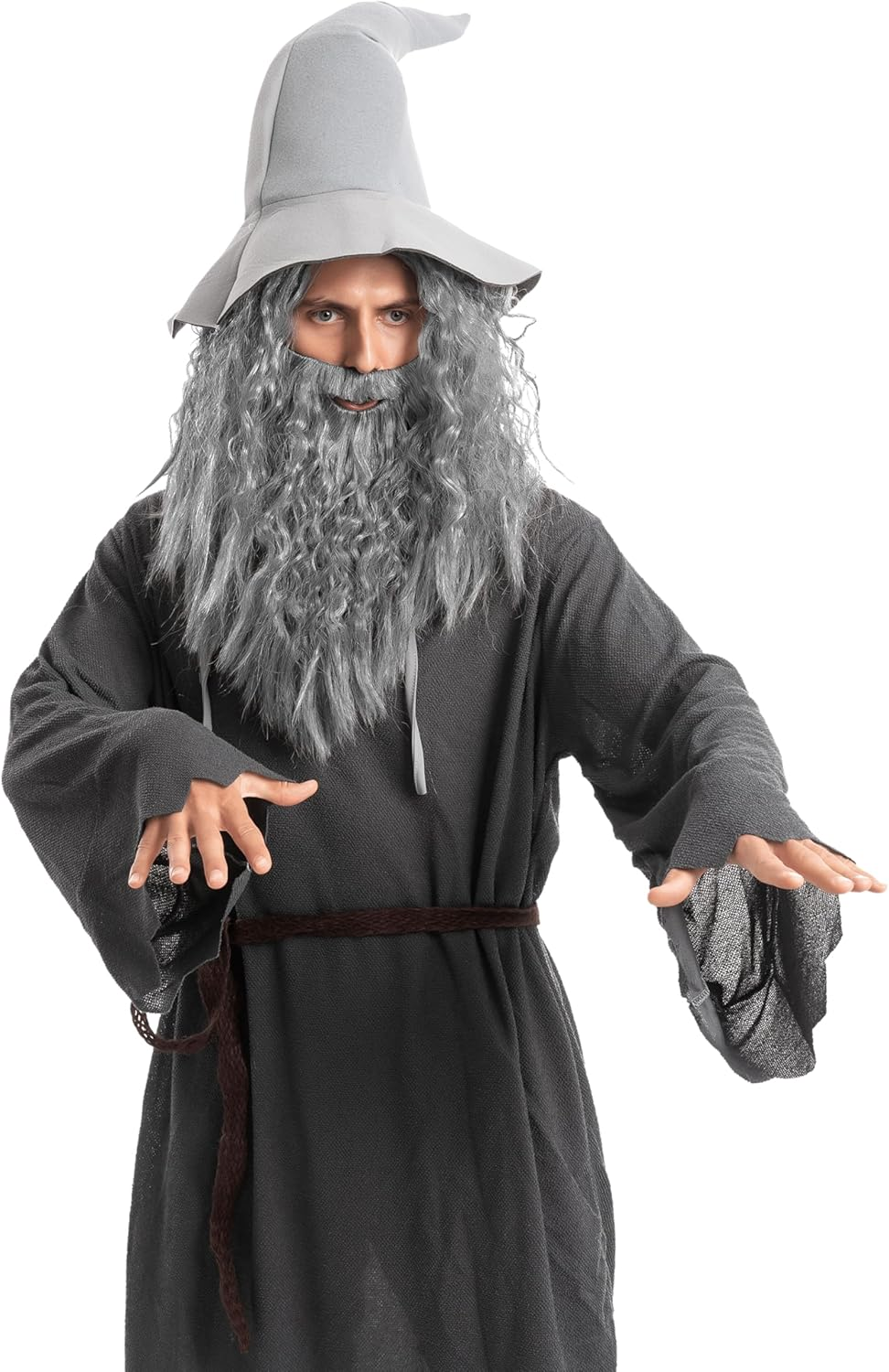 Spooktacular Creations Men'S Grey Wizard Wig with Beard Halloween Wig for Adults Cosplay Party Accessories image number 6