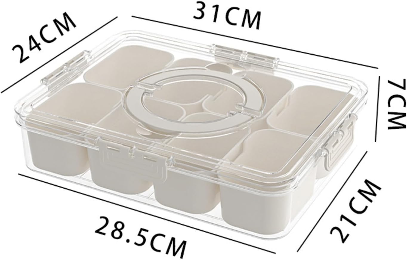 8-Grids Condiment Box, Set of Seasoning Box with Lids and Spoons for Kitchen/Refrigerator, Pepper Spice Salt Sugar Storage Container (2-Pack)