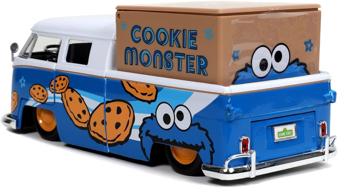 Jada Toys Sesame Street - 1963 1:24 Scale Die Cast Volkswagen Bus with Cookie Monster Figure - Multicolor image number 5