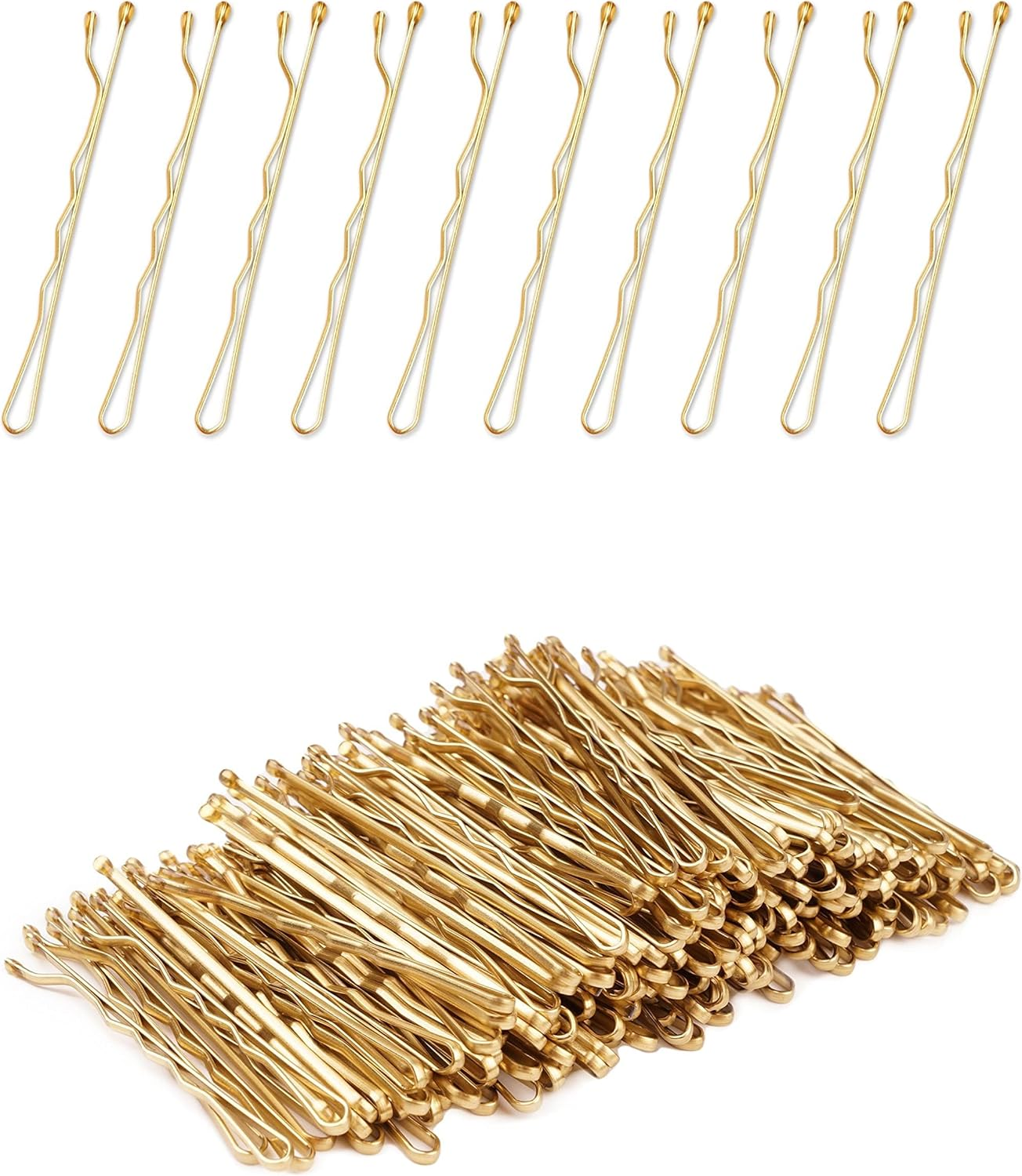 100Pcs Bobby Pins Blonde, 2.2Inch Wavy Gold Hair Pins, All Hairstyles Strong Grip and Pain Free Pins for Girls Women with Storage Box image number 1