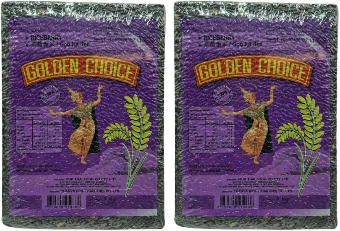 Golden Choice Rice Berry | Premium Thai Organic Black and Brown Whole Grain Rice | 1 Kg Bag image number 2