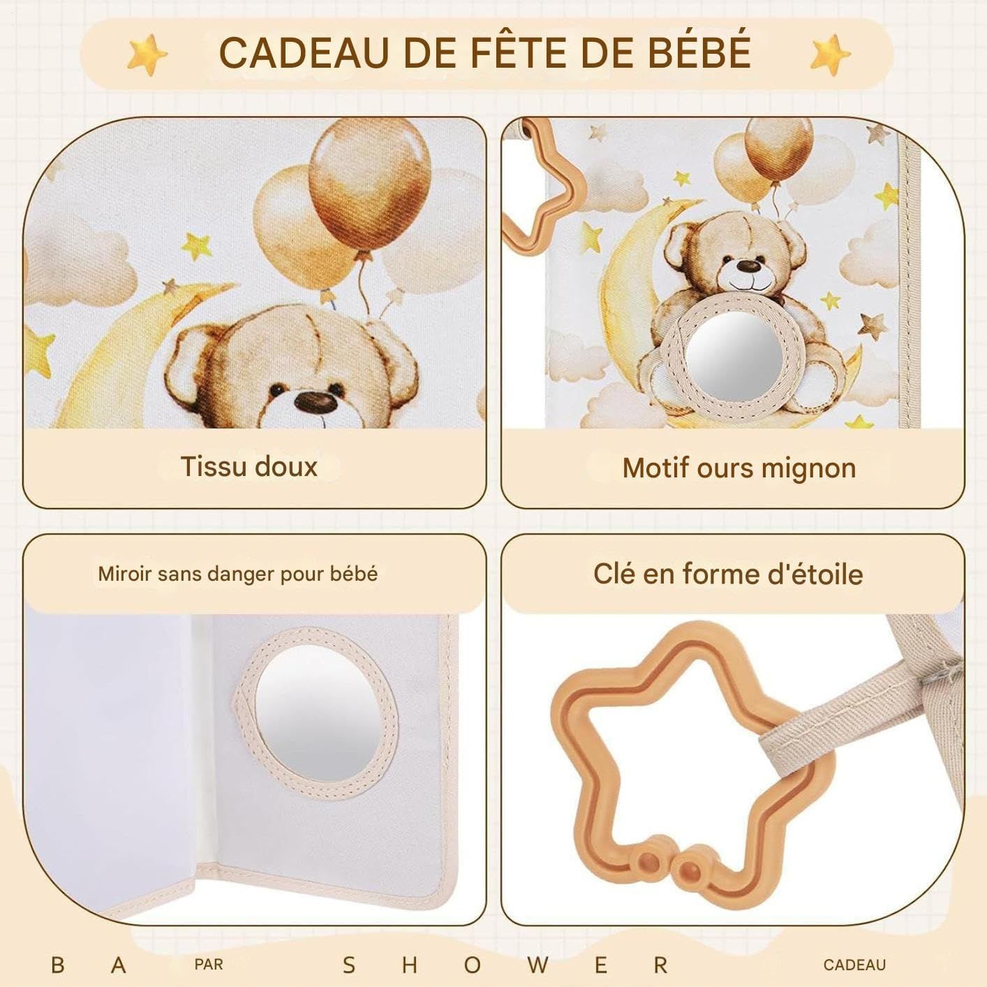 First Family Album for Toddlers - Soft Family Photo Album for Toddlers, Bear Themed Memory Book Contains 17 Educational Photos for Bedroom Travel Cribs and Strollers image number 2