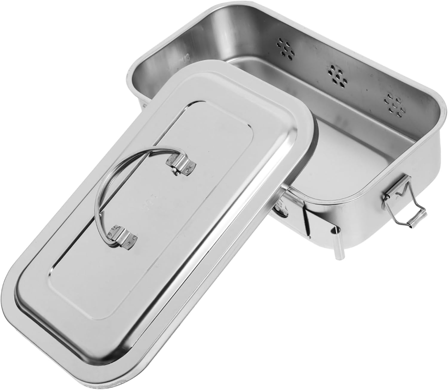 Box Stainless Steel Tray Holes and Lid for Tools Medical Storage Case for Lab Doctor Tool Organizer For image number 5