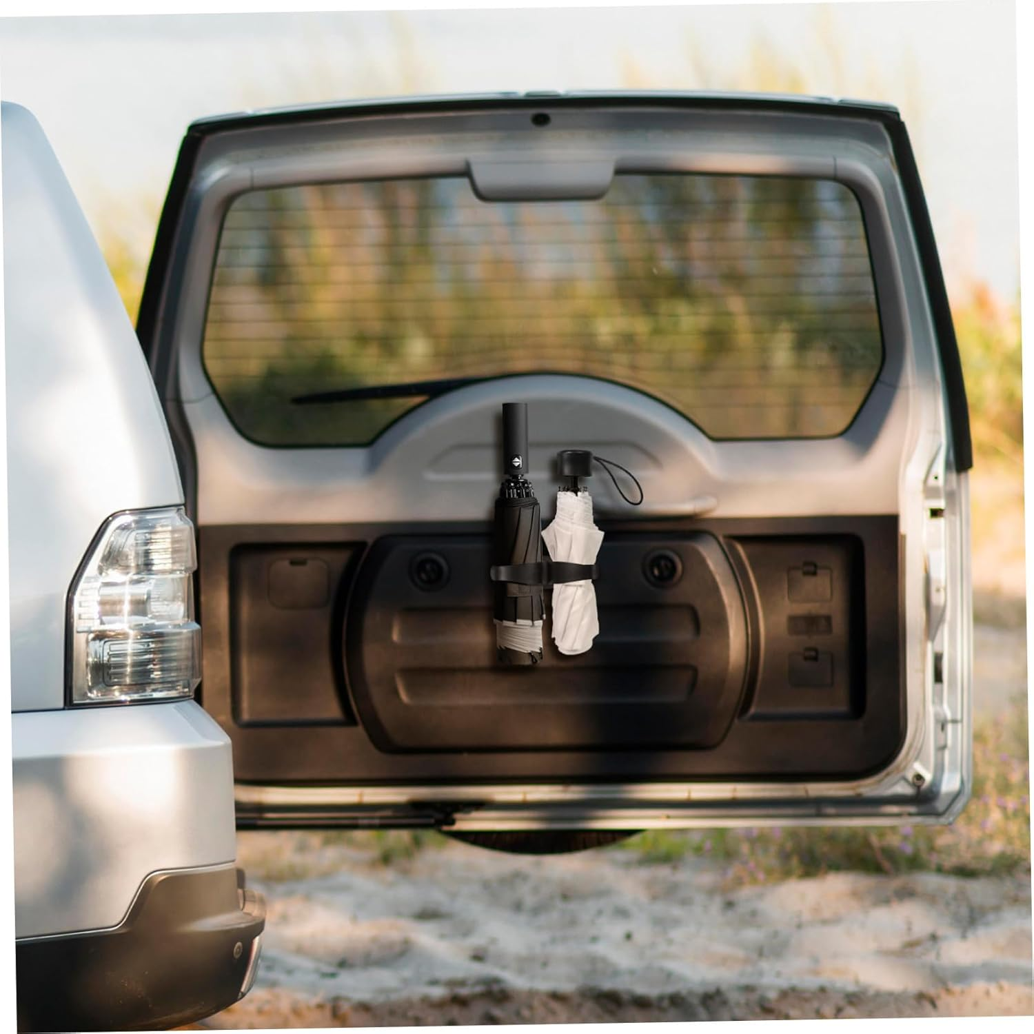 2 Pcs Car Umbrella Clip Rack Black Abs Plastic Screw Install Holder Hook Organizer for Trunk and Door Heavy Duty Multi-Function Car Accessories for Umbrella Fishing Rod Club image number 3