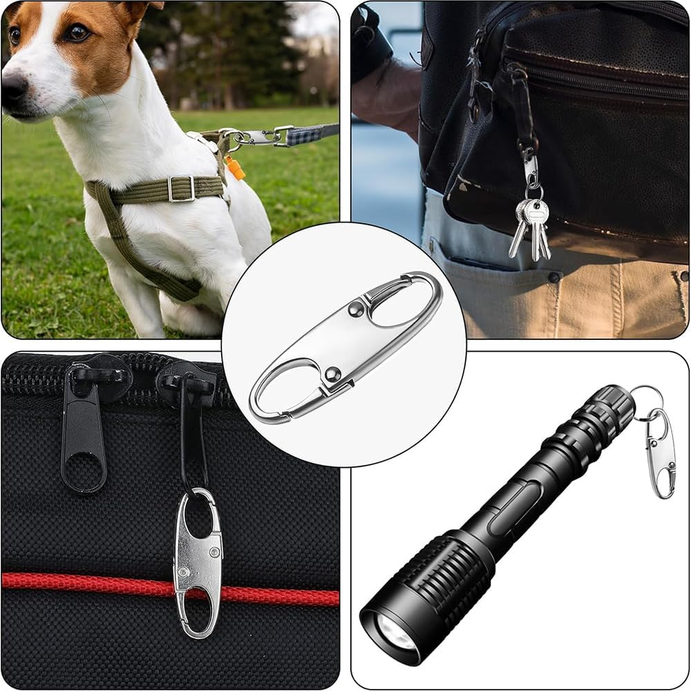 6 PCS Zipper Clip Theft Deterrents, Double Zipper Pull Replacements - Secure Your Belongings (Silver) image number 4