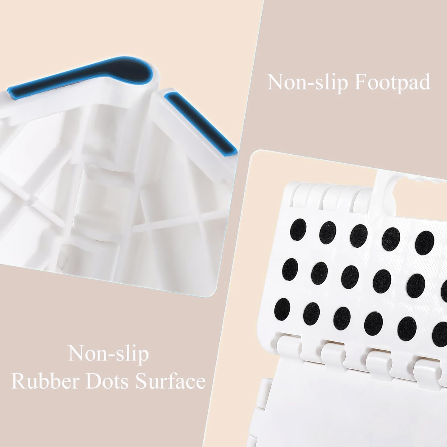 Folding Step Stool, Plastic Foldable Step Stool for Kids Adults - Holds up to 310 Lbs Foot Stool with Non-Slip Surface, Carry Handle for Kitchen Bathroom Bedroom (White) image number 2