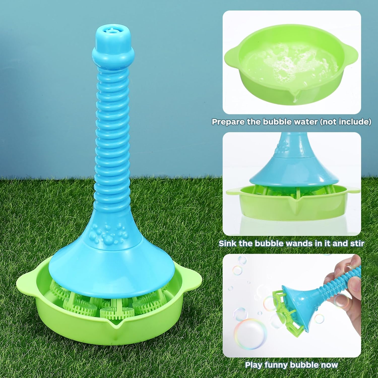 TOYANDONA Bubble Blowers, 3Pcs Bubble Makers with Tray Bubble Wands for Kids Summer Outdoor Activity Party Favors image number 3