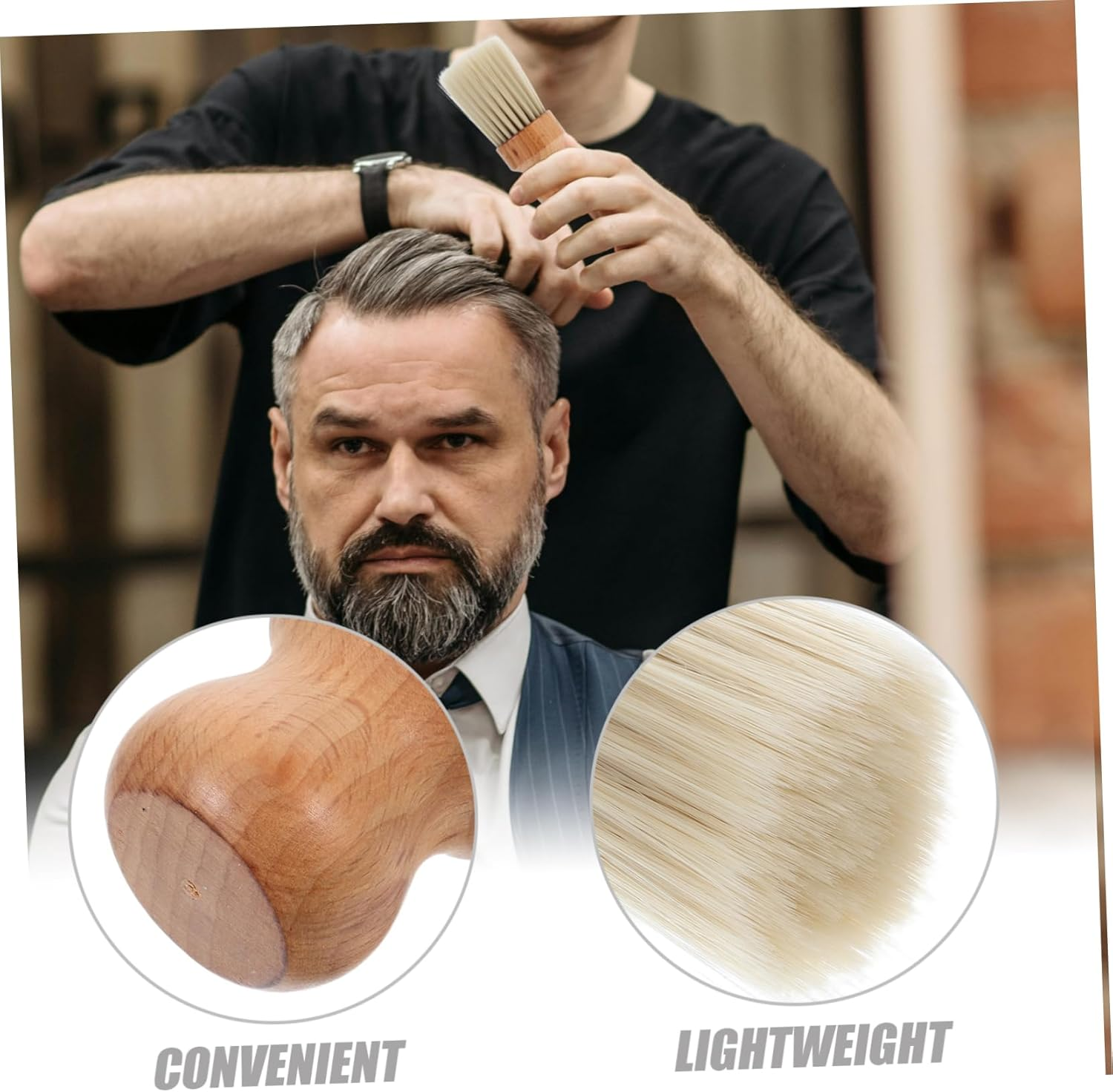 Outanaya Beech round Hair Brush Professional Barber Hair Cleaning Brush for Travel Smoothing Detangling image number 6