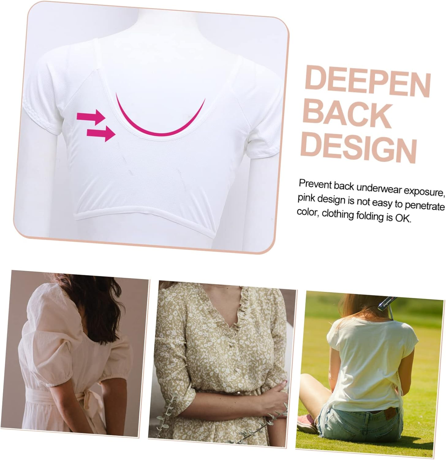 Healeved Underarm Protectors for under Arms Armpit Vest Shield Underboob Absorbent Sweat Pad under Arm Pads for Sweat Women Tank Blocker Polyester image number 4