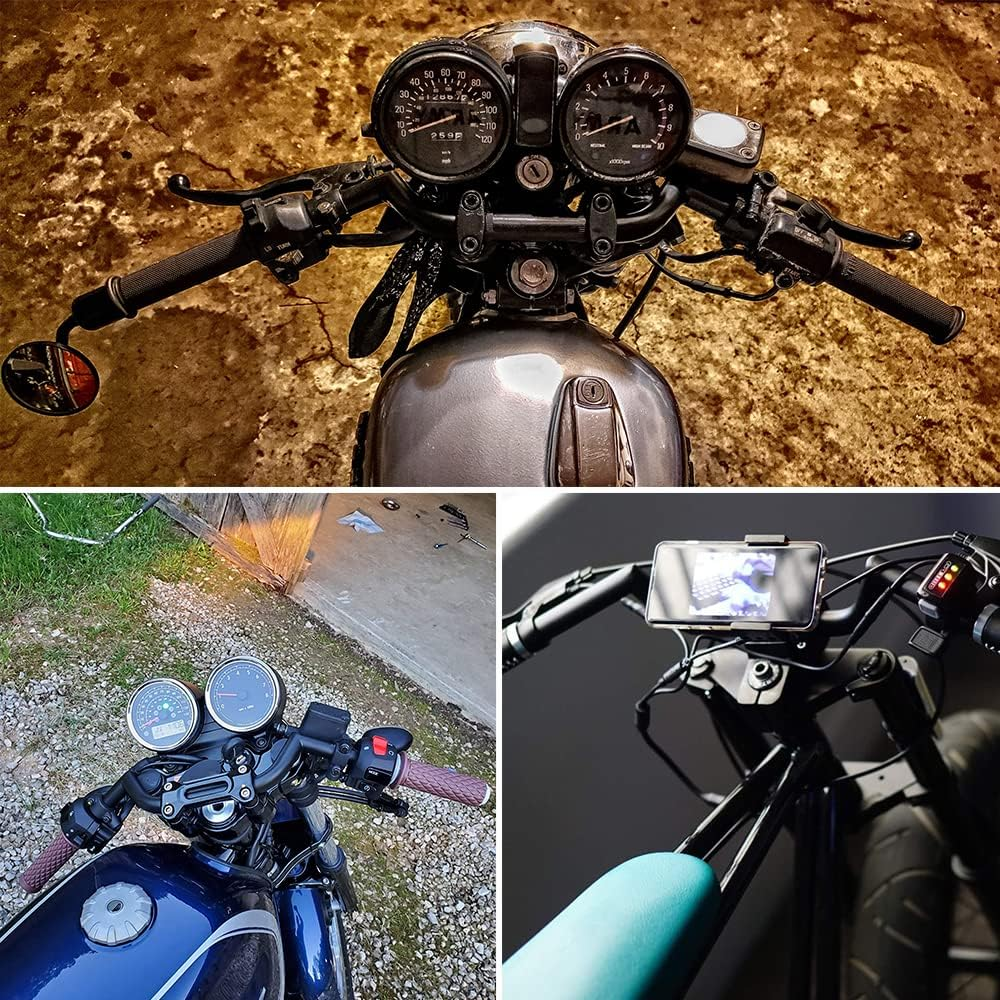 Anxin Motorcycle 7/8" Handlebar Cafe Racer Ace Clubman Style Handlebars 22MM Universal for Bobber Custom Application Black - Black image number 6