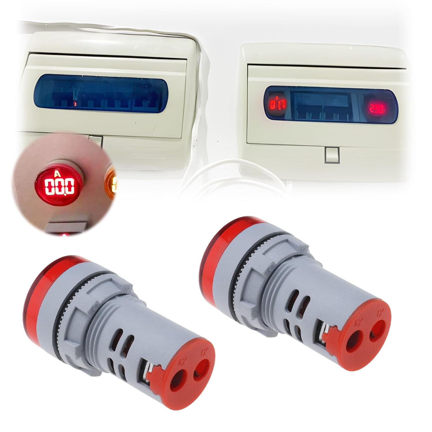 Ecsing 2Pcs LED Digital Display AC Ammeter LED Digital Ammeter AC Current Monitor Circular AC Current Tester for Signal Indication Power Current Display image number 4