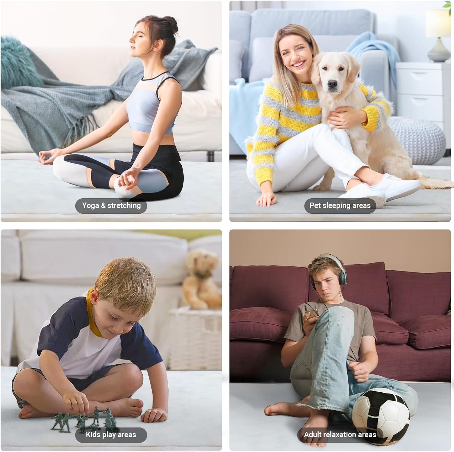 LIWEGHT Grey 2 CM Thick Baby Play Mat, Nursery Area Rug Coral Velvet Crawling Rugs for Toddler Children Play Mat Yoga Mat Exercise Pads Carpet, Home Decor for Nursery, Kids Bedroom, 150 * 200Cm image number 5