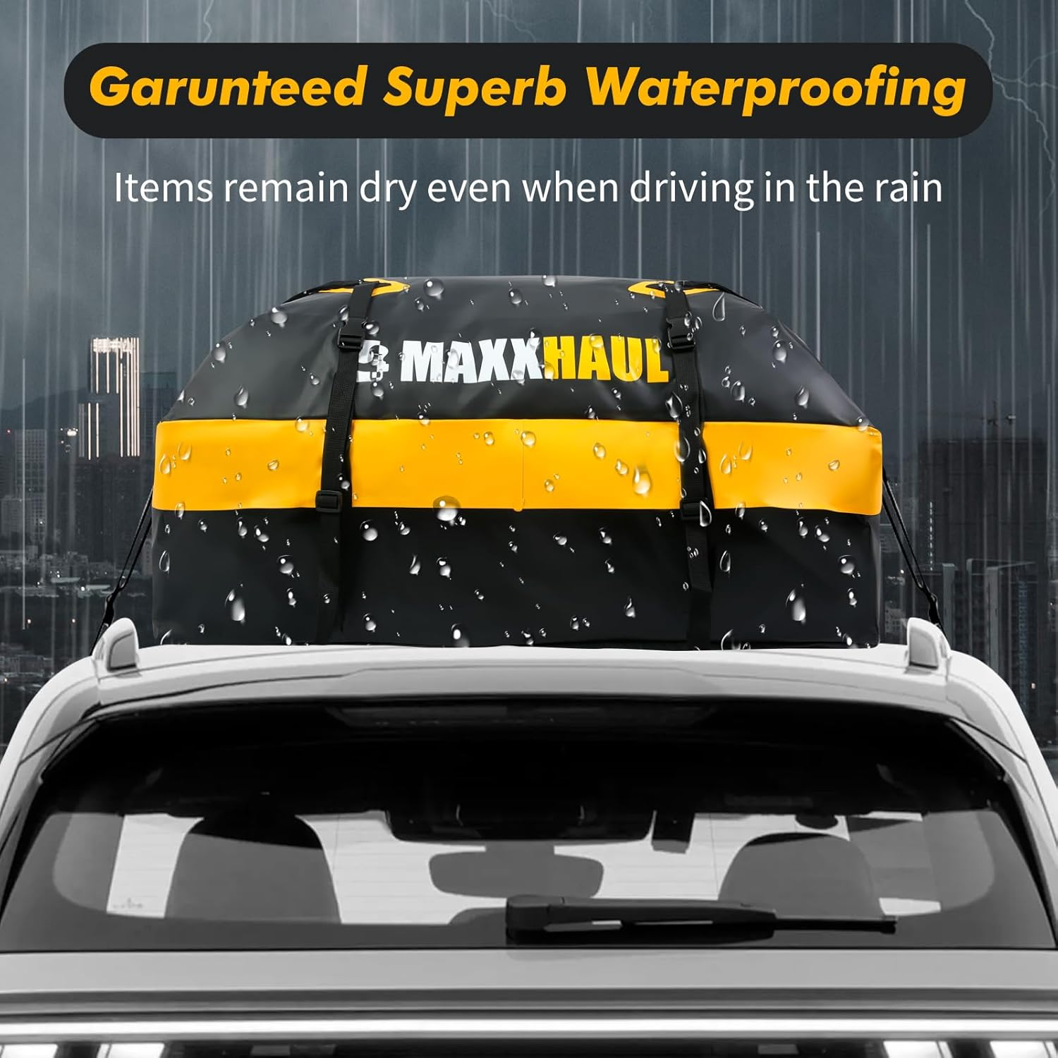 Maxxhaul 50719 Universal Car Rooftop Cargo Bag for All Vehicles with or without Rack, 15 Cubic Feet, Waterproof image number 3