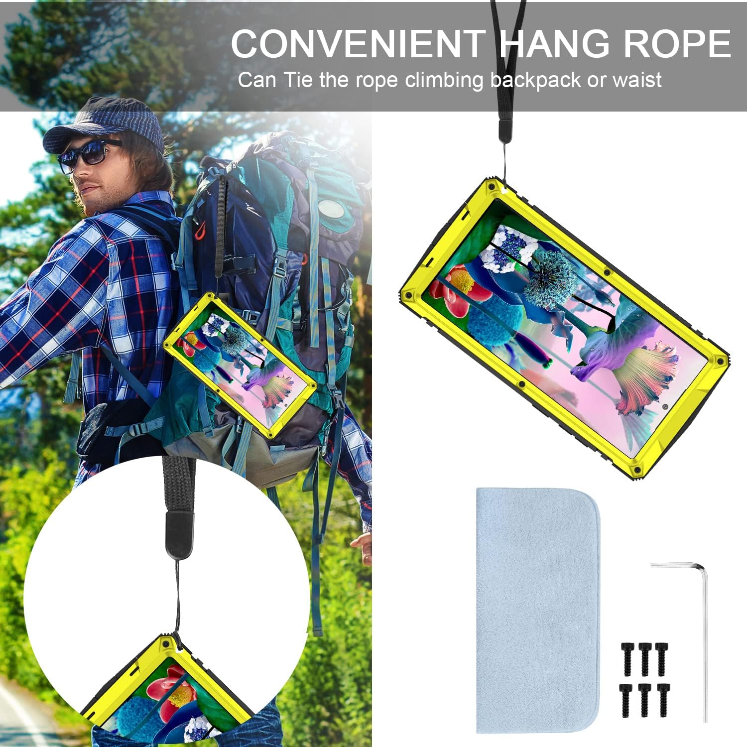 Samsung Galaxy S23 Ultra 5G Case,Outdoor Aluminum Metal Gorilla Glass Shockproof Military Heavy Duty Sturdy Protector Cover Hard Case for Samsung Galaxy S23 Ultra (Yellow) - Red image number 3