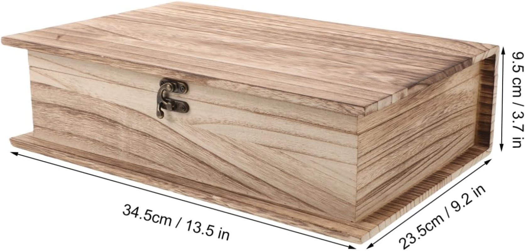 Vintage Wooden Book Storage Box Large Rectangular Keepsake Box Hinged Lid Clasp Lock Rustic Prayer Memorial Storage Case for Home and Office image number 6