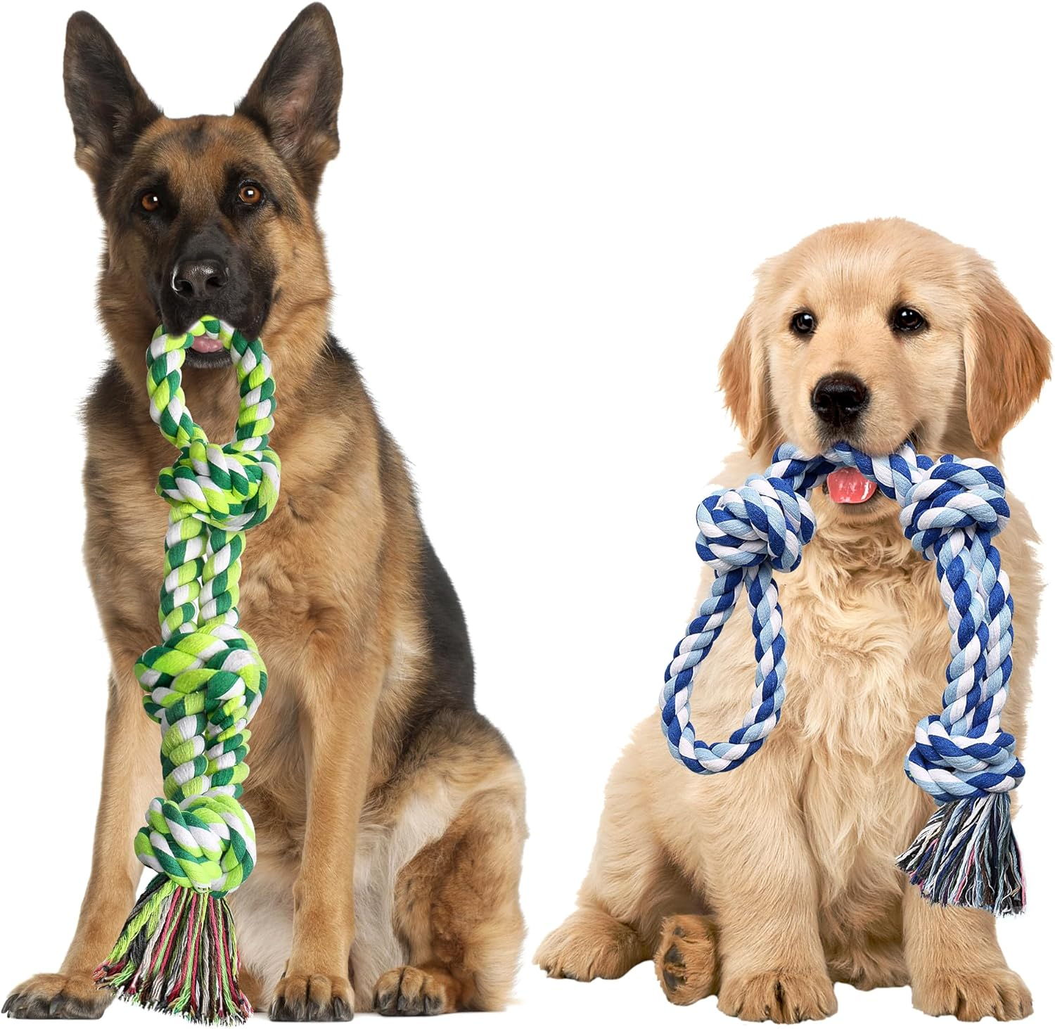 ERHAOG Dog Toy Indestructible 2 Pieces 55 Cm Dog Toy Rope Tug Toy with Knot Made of Cotton Dog Chew Toy Dog for Large and Medium Dogs image number 5