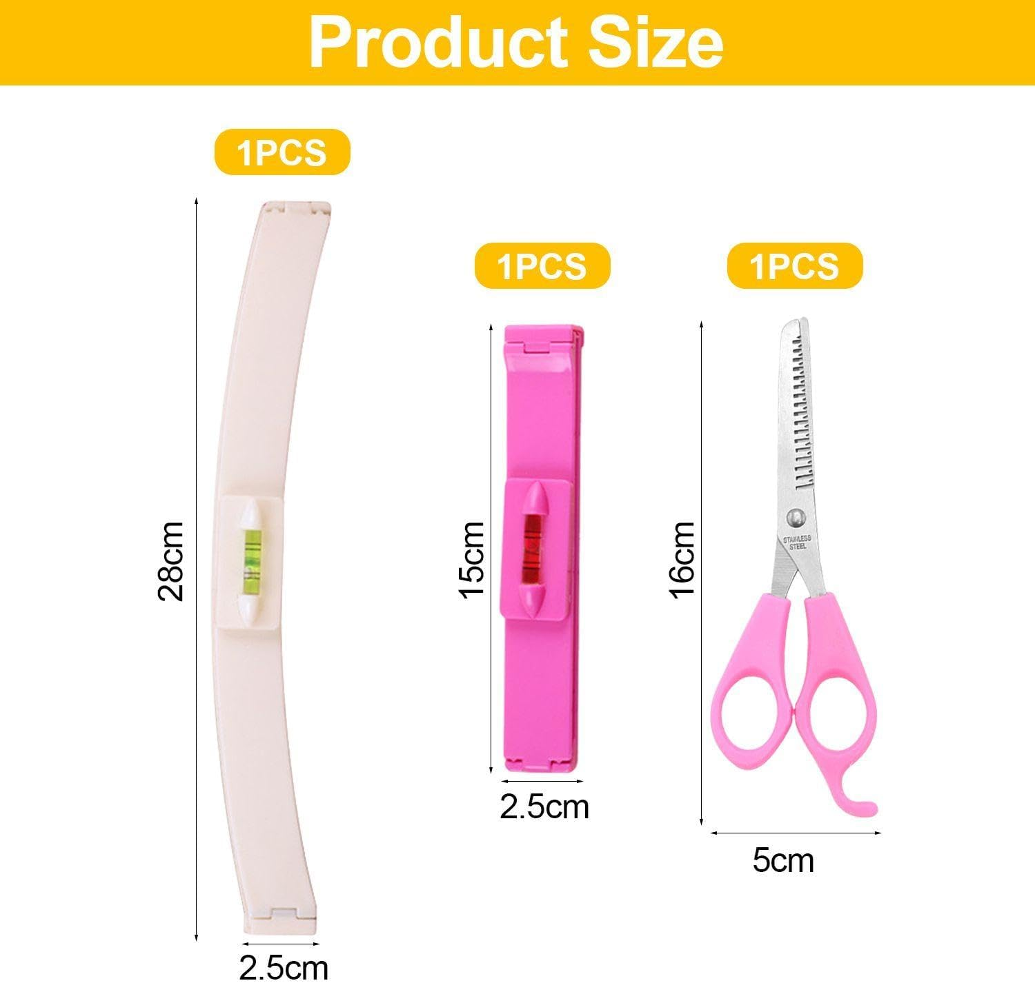 2 Pieces Bang Ruler and 1 Piece Scissors, Hairstyle Making Tools, Hair Trimming Tools, Hair Salon Accessories. image number 2