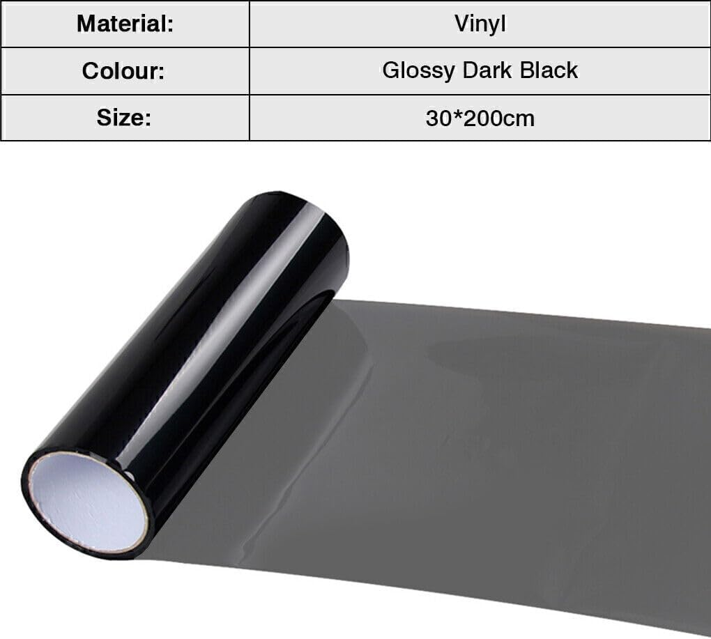 30CM X 200CM Dark Smoke Black Tint Film Forheadlights Taillights, Self Adhesive Car Vinyl Wrap Film Cover Sheet Roll, Car Accessories image number 3
