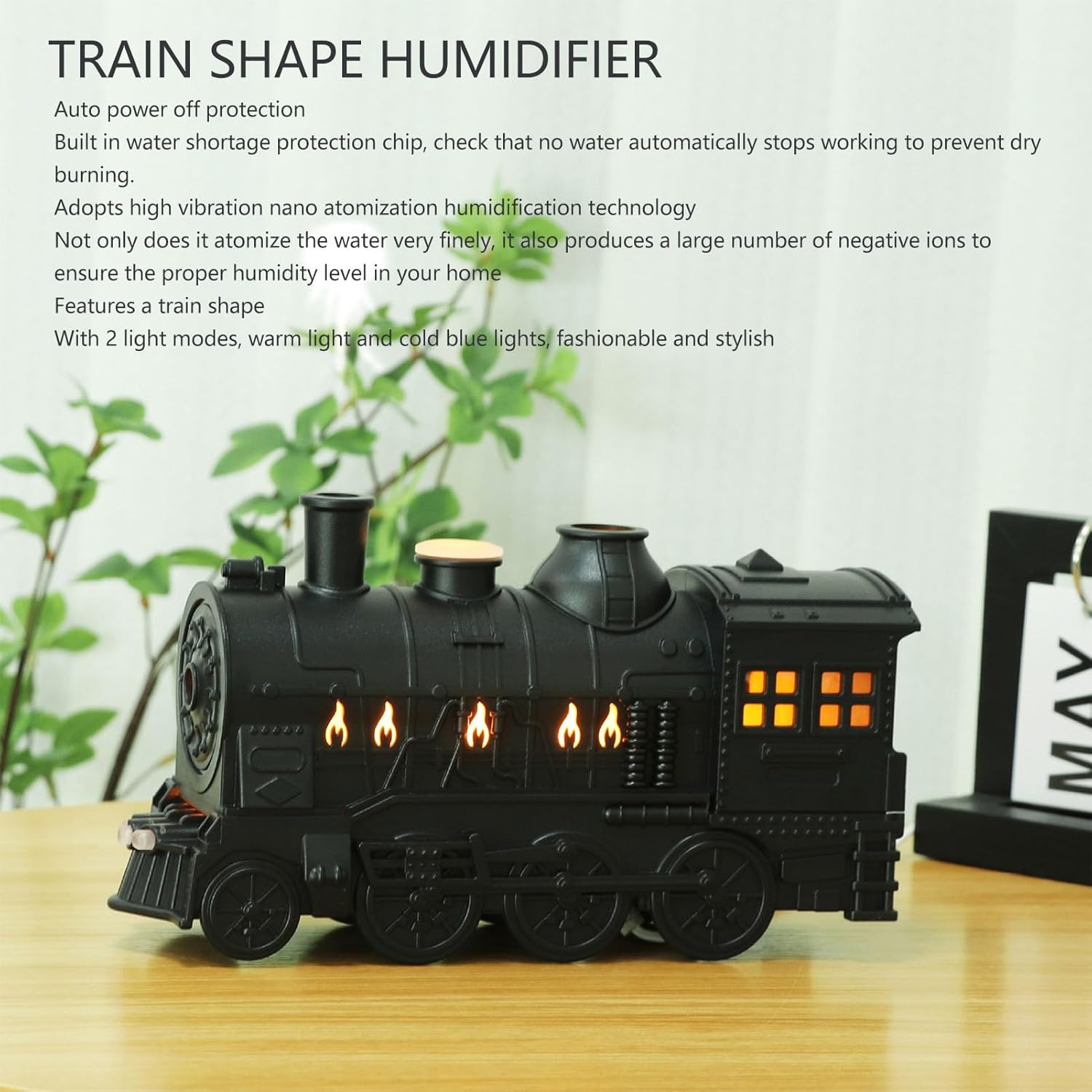 Train Shape Essential Oil Diffuser Humidifier, 2 Lighting Modes, Remote Control, Train Design Home Fragrance Aroma Diffuser, 300Ml, for Bedroom Office Desktop (AU Plug) image number 1