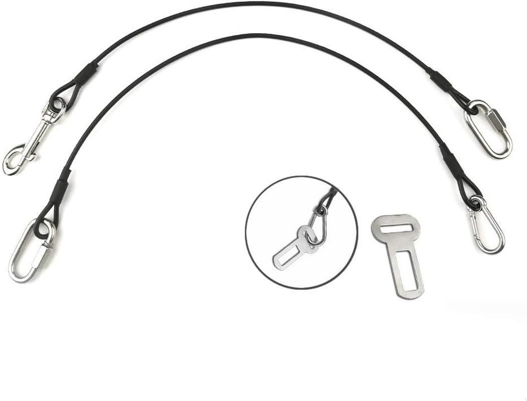 Yucool Dog Seat Belt for Cars UK,2 Pack Dog Car Seat Belt,Dog Car Seat Belt Chew Proof Steel Rope Cable, Vehicle Harnesses with Double Clips and Latch Attachment image number 4