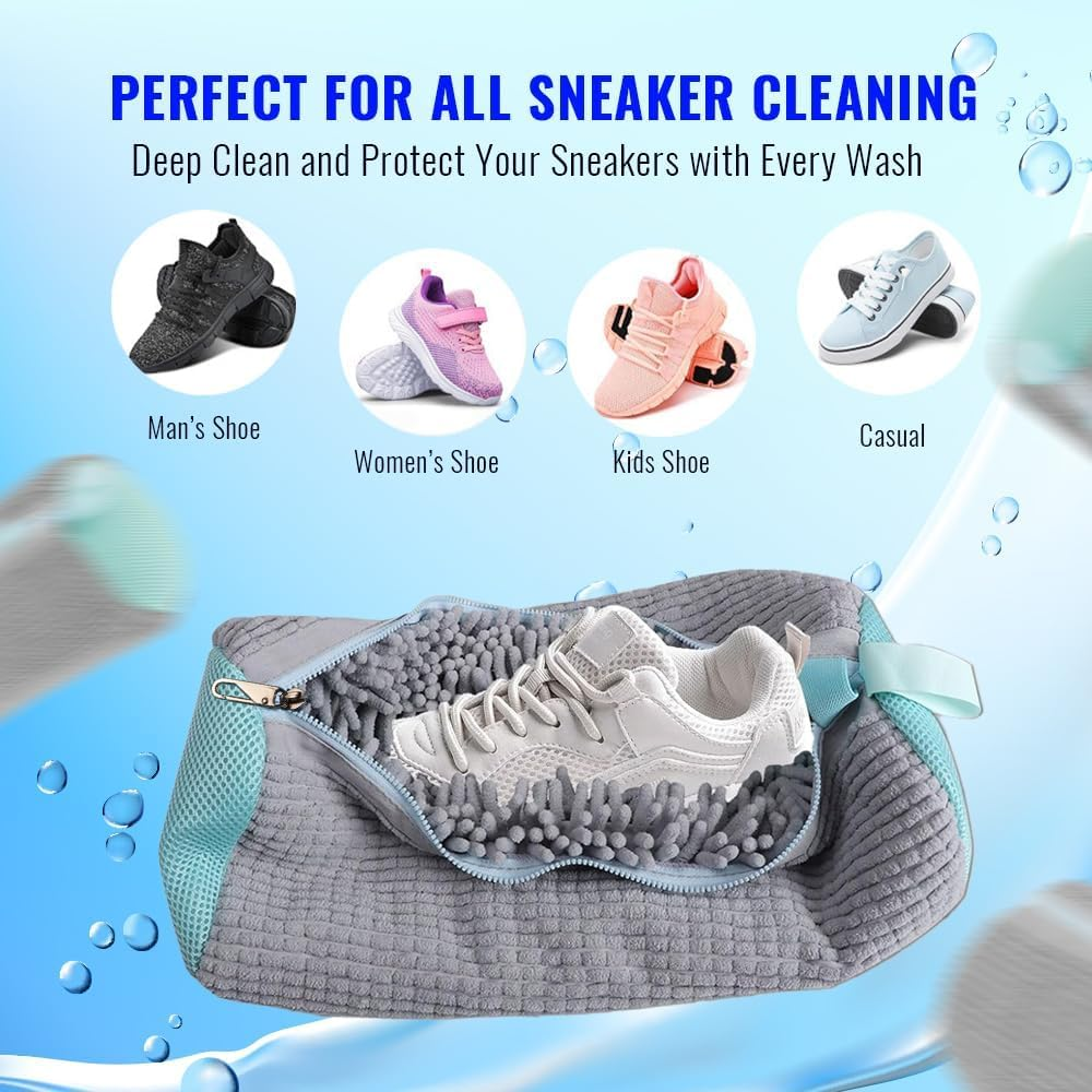 5-Piece Combo: 2Pcs Shoe Washing Machine Bags + 3Pcs 10X12 Inches Delicates Wash Bags, Reusable Travel Laundry Bags