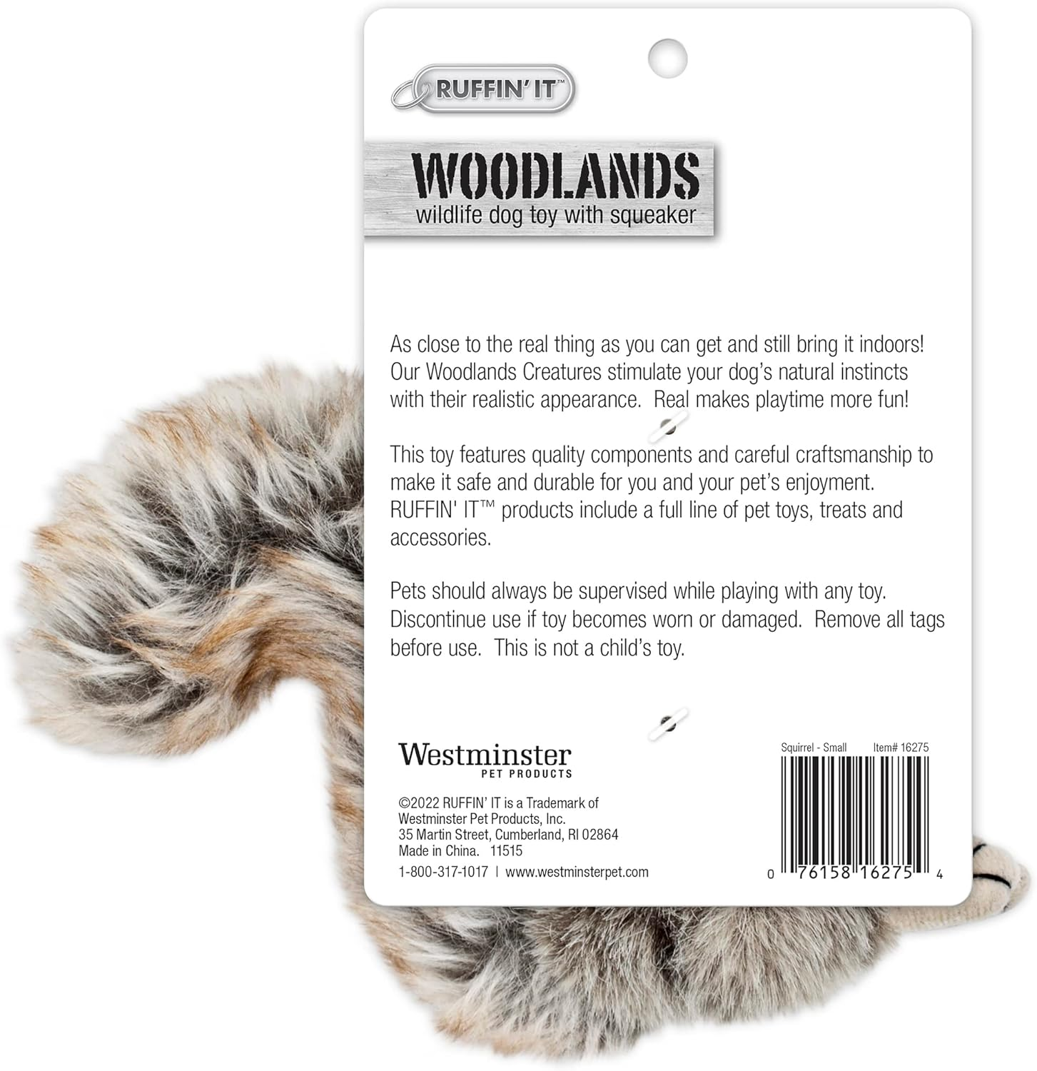 Woodlands Small Plush Squirrel Dog Toy- image number 2