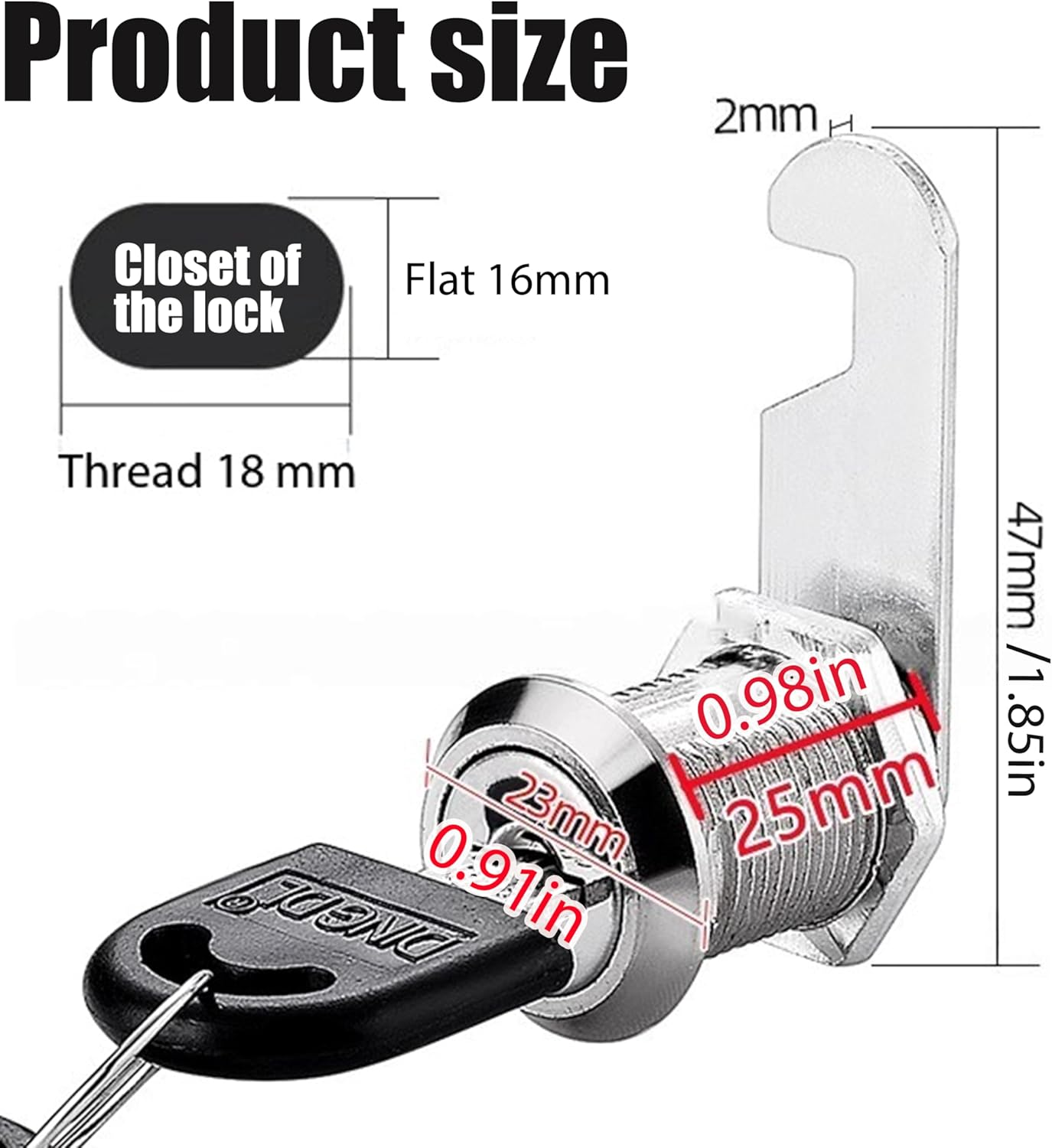 Universal 25Mm Cabinet Lock - Zinc Alloy round Cam Lock Core with Key, Heavy Duty Drawer Lock for Milk Boxes, Office Desks, Industrial Storage Units image number 2