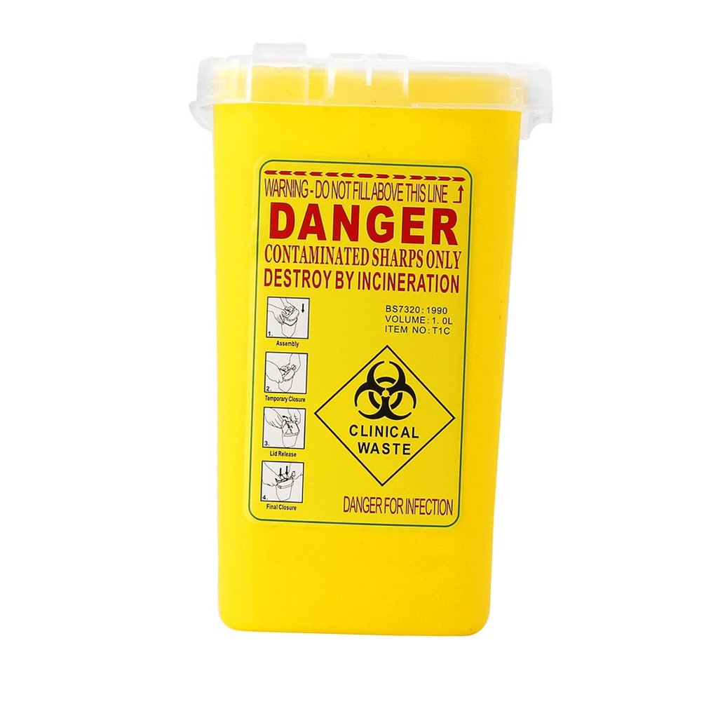 BAOBLADE Yellow Sharps Bin Needle Blade Waste Disposal Container with Locking Lid 1.0L image number 1