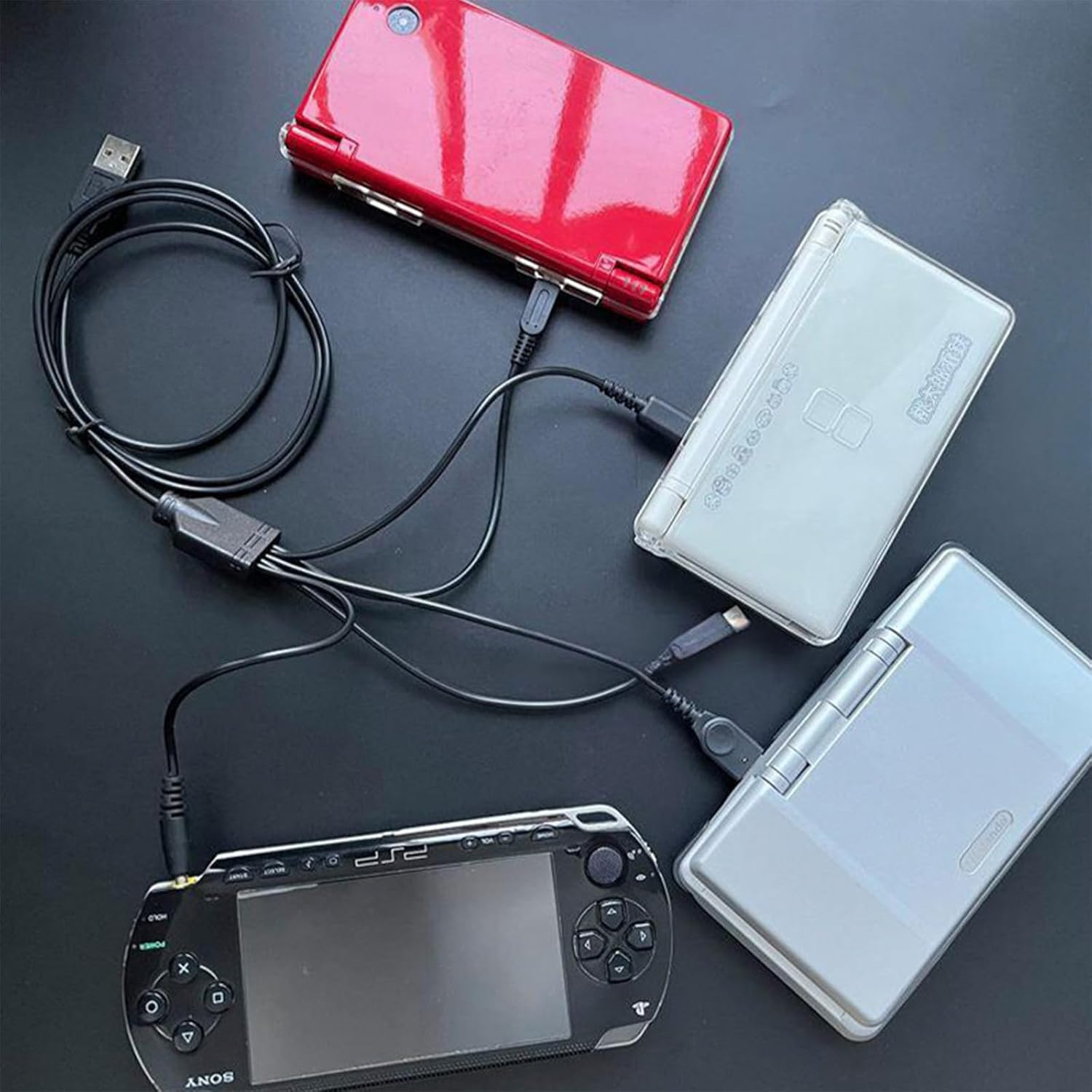 RIBHNXHI 5 in 1 USB Charger Cable Compatible with DS Lite/Wii U/New 3DS(XL/LL), 3DS(XL/LL), 2DS, Dsi(Xl/Ll), NDS/GBA Sp(Gameboy Advance Sp), PSP 1000 2000 3000, Universal Charging Cable Cord image number 1