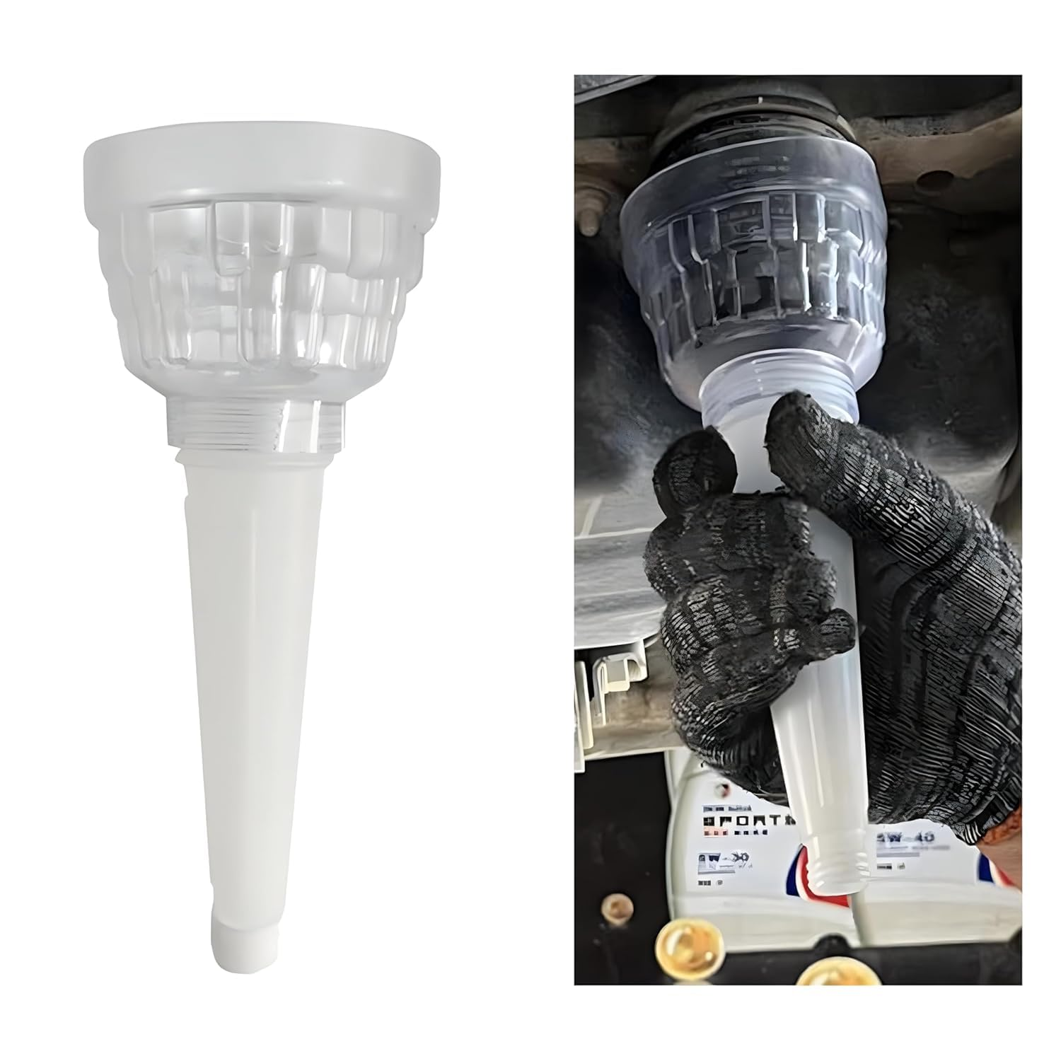 Oil Filter Removal Funnel Tool, Hands Free Automotive Oil Change Accessory, Universal for Most Cars and Trucks image number 2